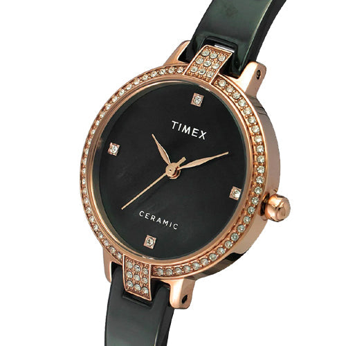 Timex Fashion Women's Black Mother of Pearl Dial Round Case 3 Hands Function Watch 28mm TWEL15703 - view 2