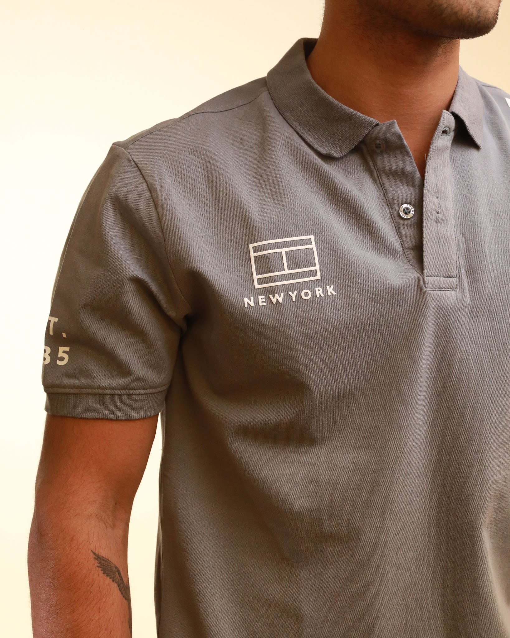Tommy Hilfiger Polo Organic Cotton Logo Grey T-Shirt - view 2
