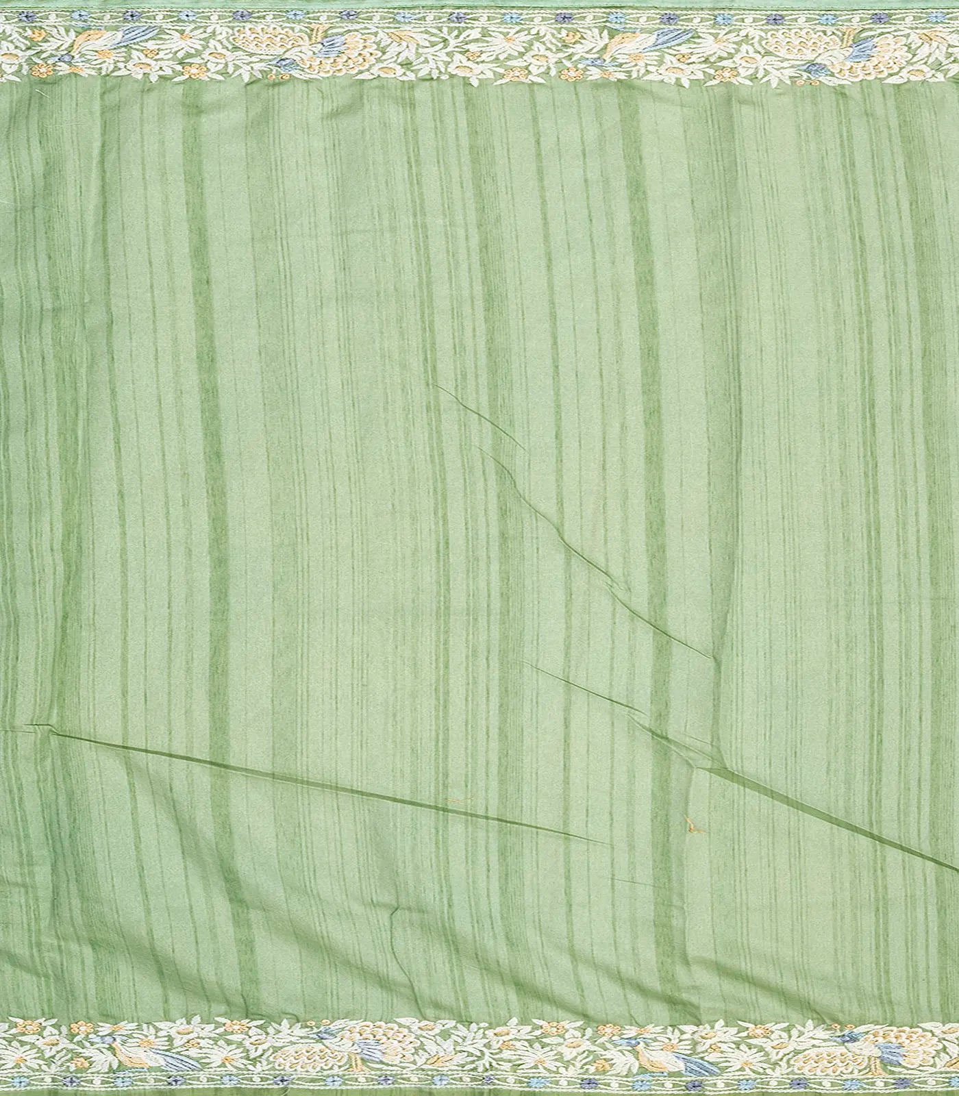 RmKV Cardamom Green Blended Dupion Saree With Embroidered Meena Motifs-Cardamom Green - view 4