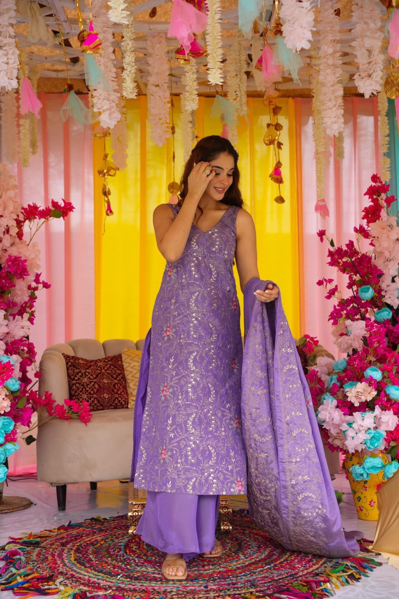 Idaho-o Regal Purple Straight Suit Set - view 4