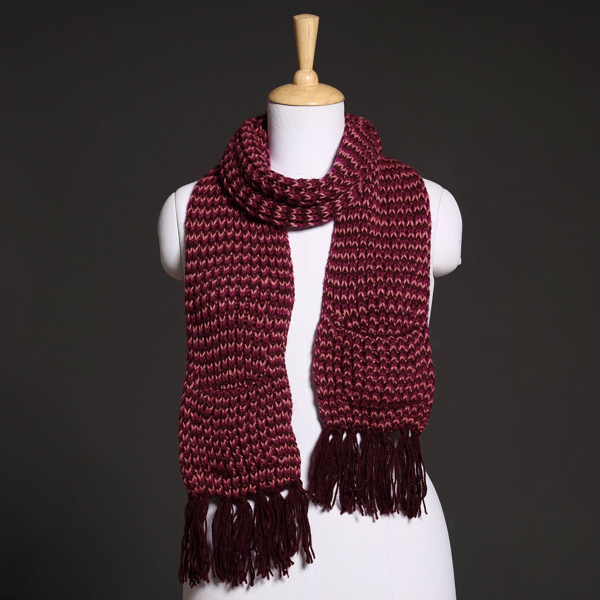 KILMORA Brown - Kumaun Hand Knitted Woolen Muffler with Pockets