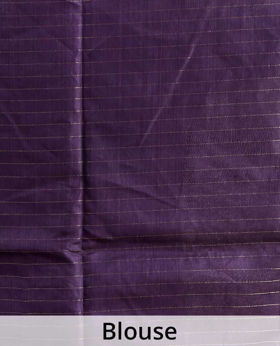 Pothys purple animal motifs tussar silk saree with self zari border - view 4