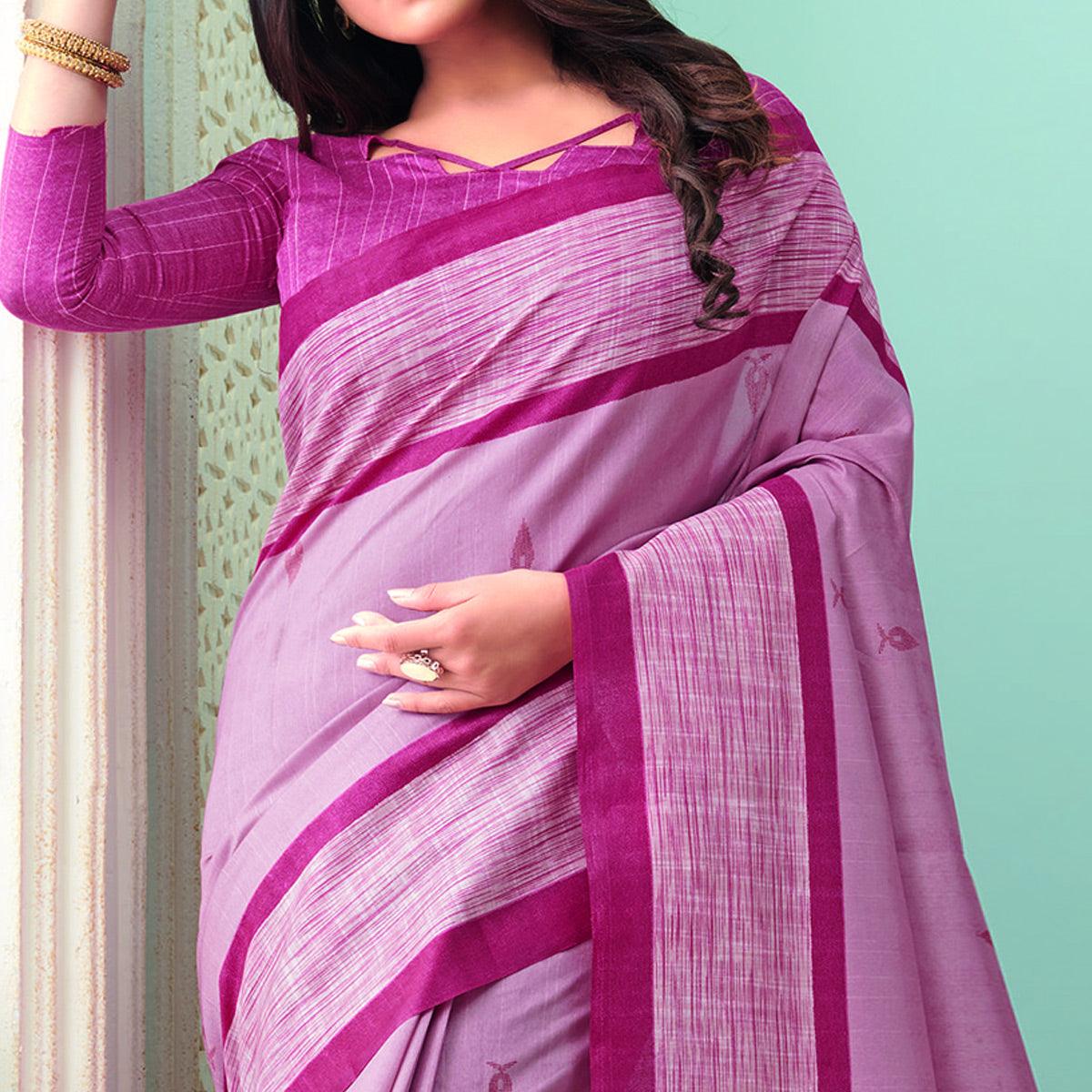Peachmode Mesmerising Pink Colored Casual Wear Printed Bhagalpuri Saree - view 2