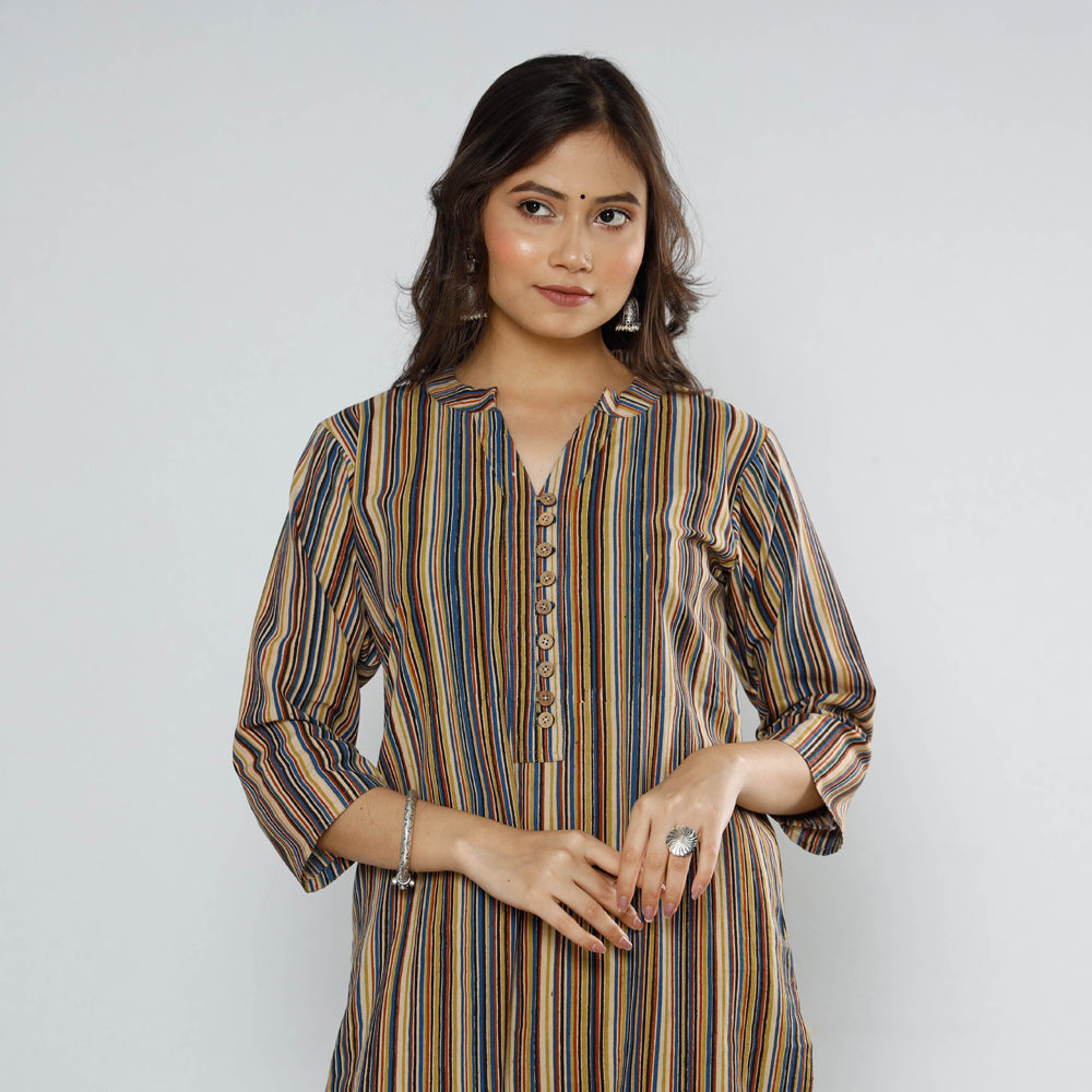 ITOKRI CASUALS Brown - Block Print Cotton Kalamkari Kurta