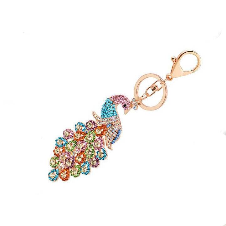 Peeperly Lavish Diamond Peacock Alloy Keychain - view 4