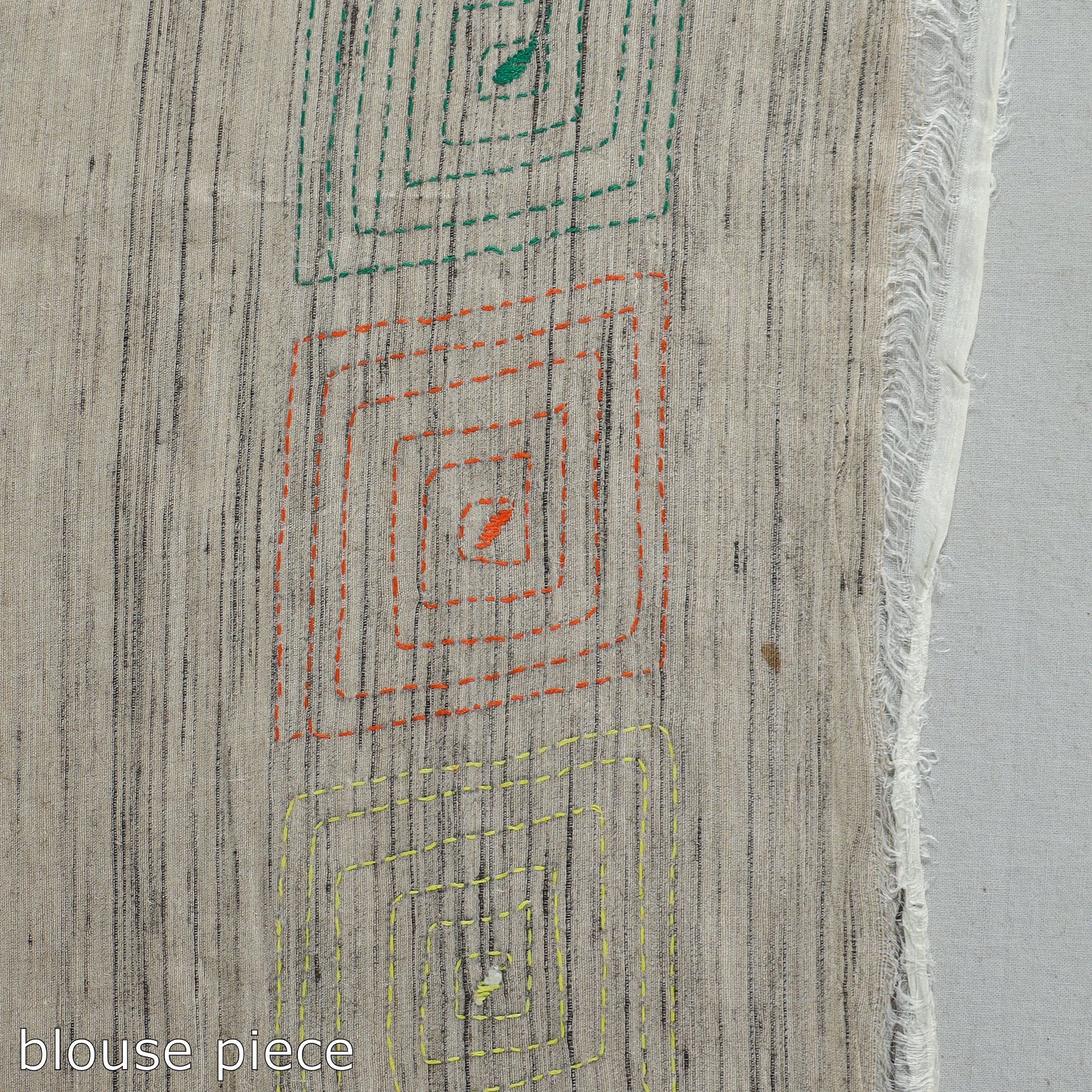 KHUSHBASH - HAPPY LOOM OF EAST Beige - Bengal Kantha Hand Embroidery Pure Ghicha Silk Handloom Saree 137 - view 7