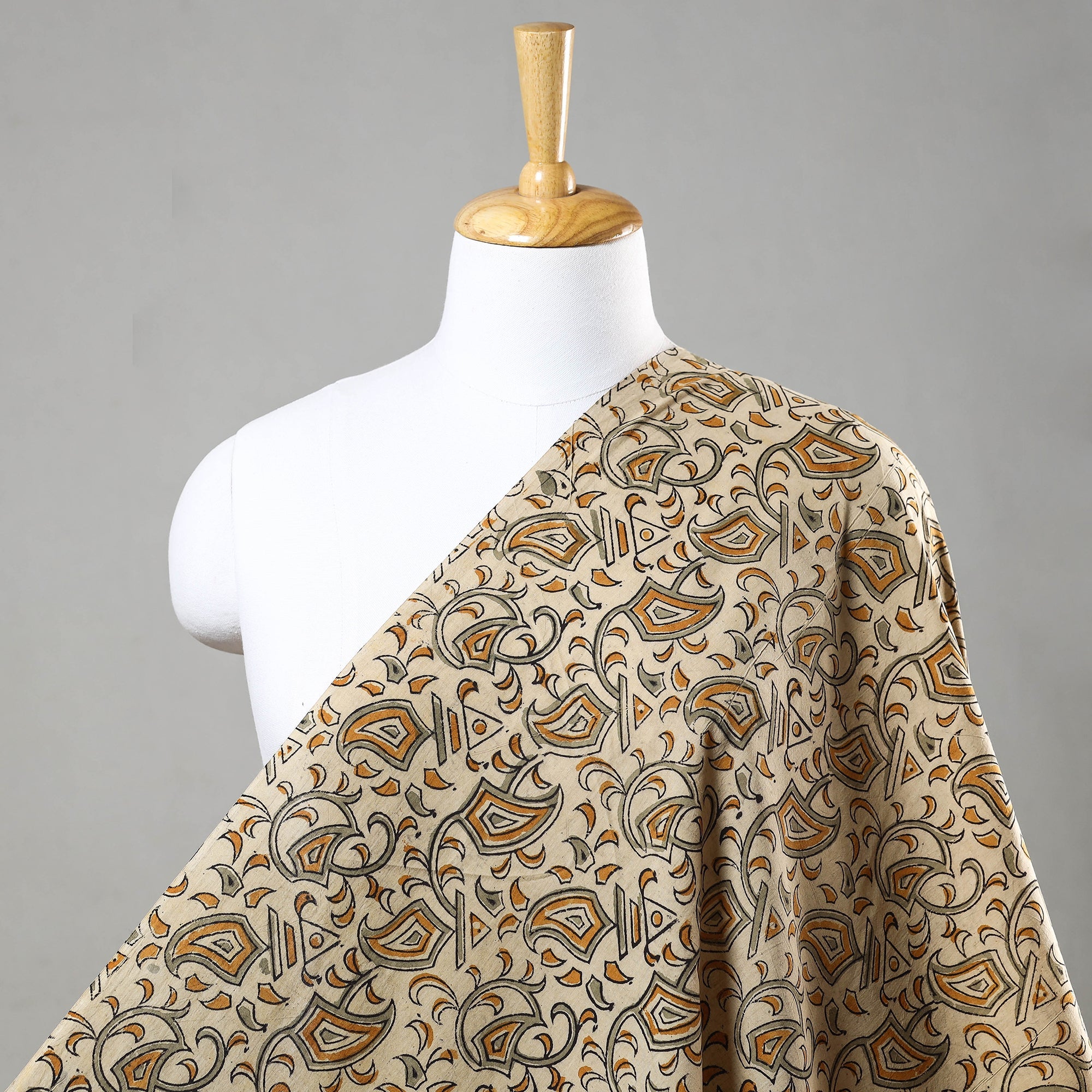 SOUTH KARGHA Beige - Kalamkari Block Printed Cotton Fabric