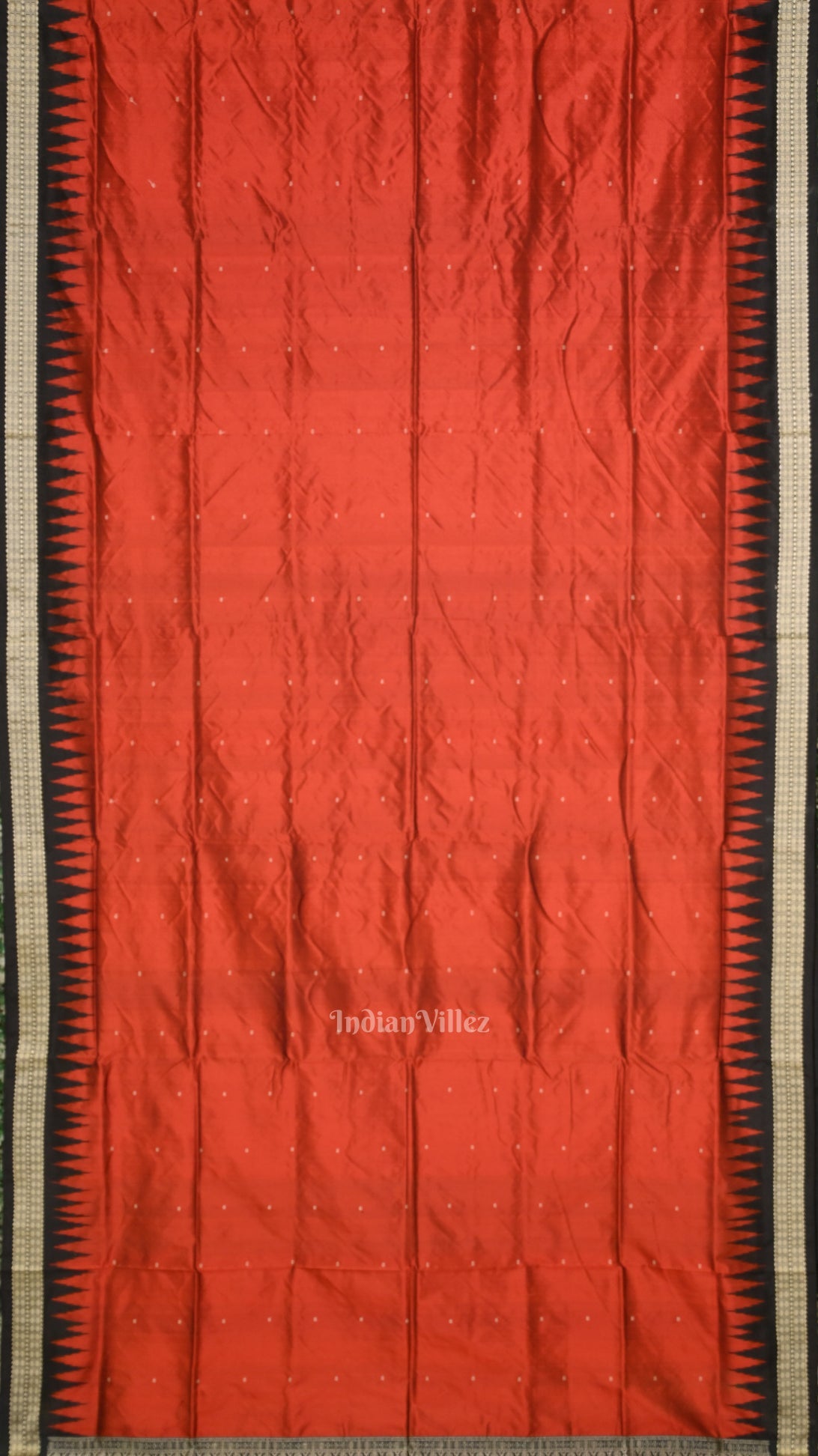 IndianVillèz Red Black Buti Bomkai Sambalpuri Silk Saree - view 3