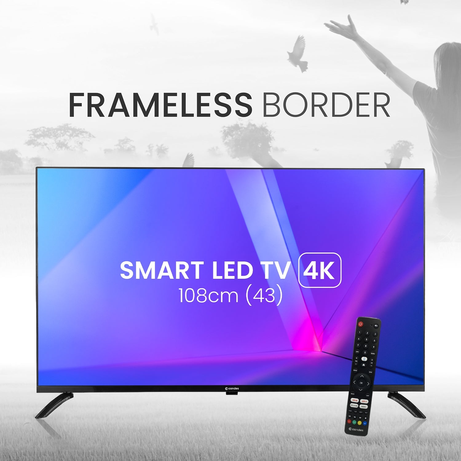 Candes 43 Inches 4K Ultra HD Smart LED TV (Black)