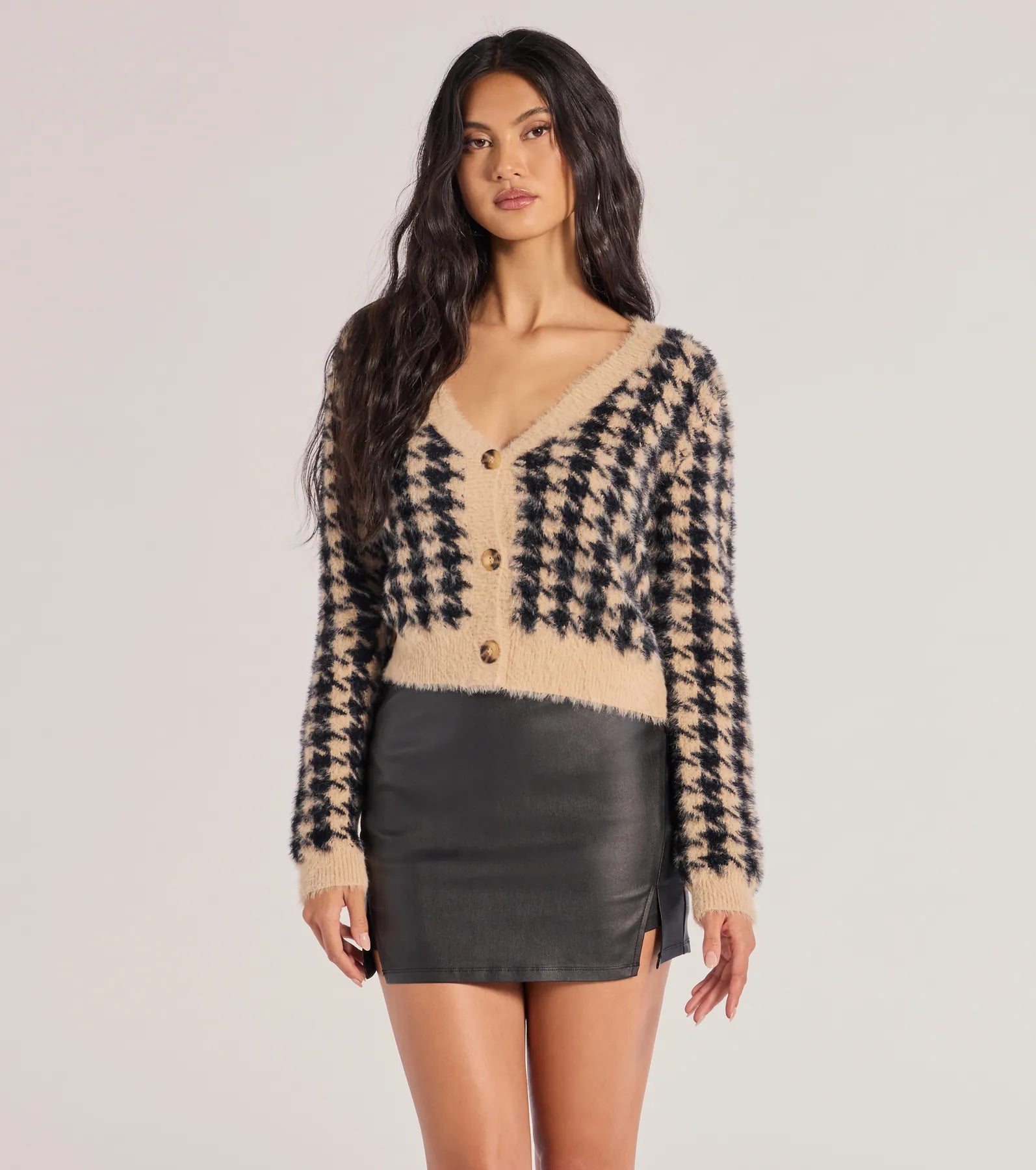 Windsor Glam It Up Faux Leather Skort – BLACK