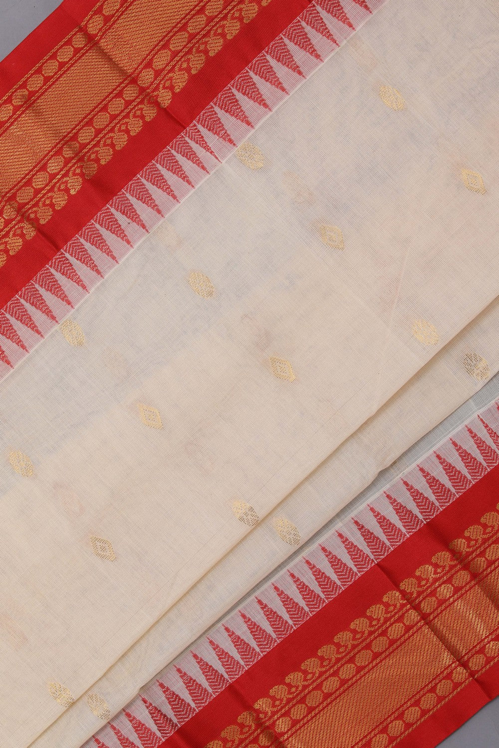 Kalanjali Gadwal Cotton Off-White Saree – Women's - view 2