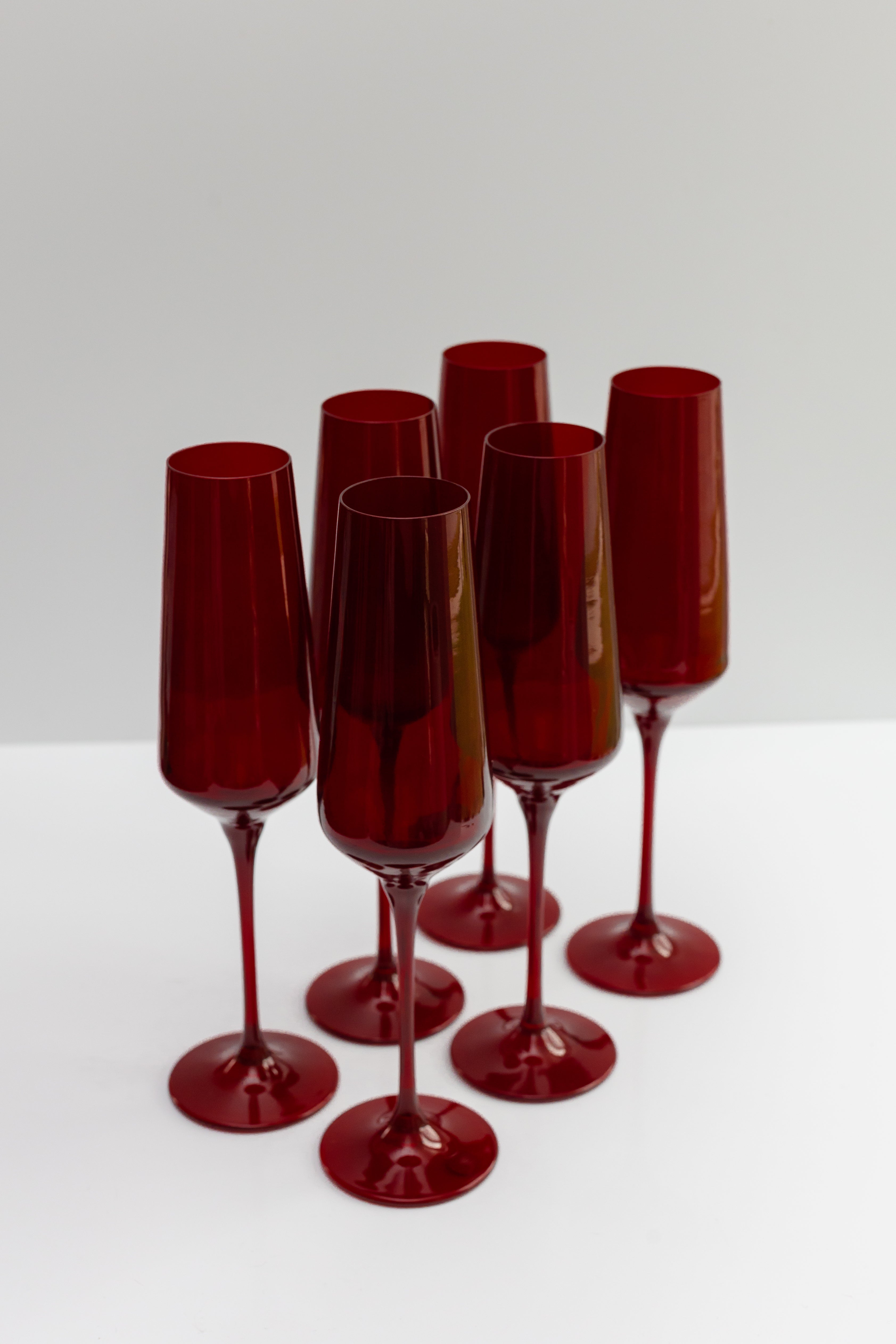 Estelle Colored Glass Estelle Colored Champagne Flute - Set of 6 {Red} - view 2