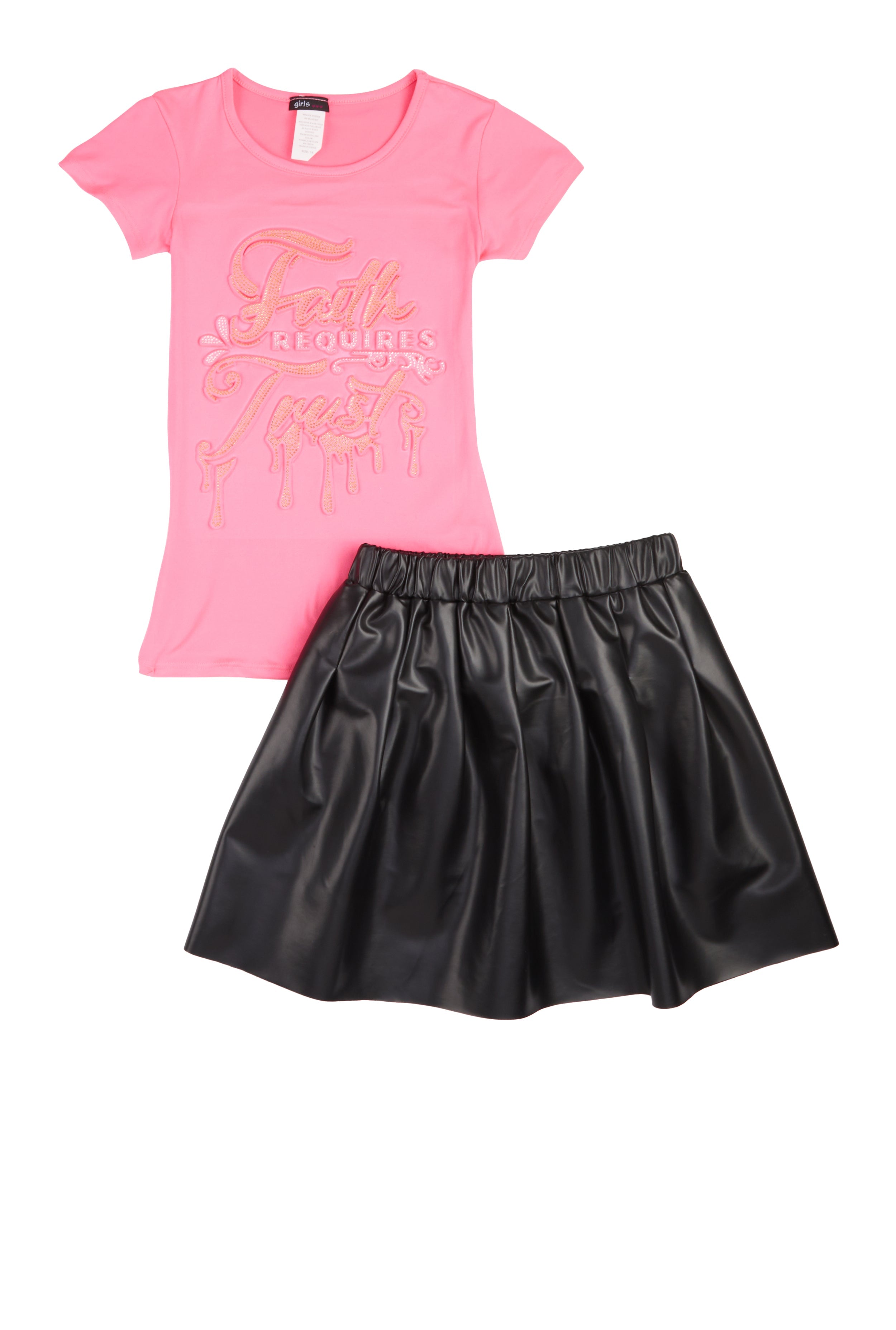 Rainbow Shops Girls Faith Requires Trust Top and Pleated Skirt