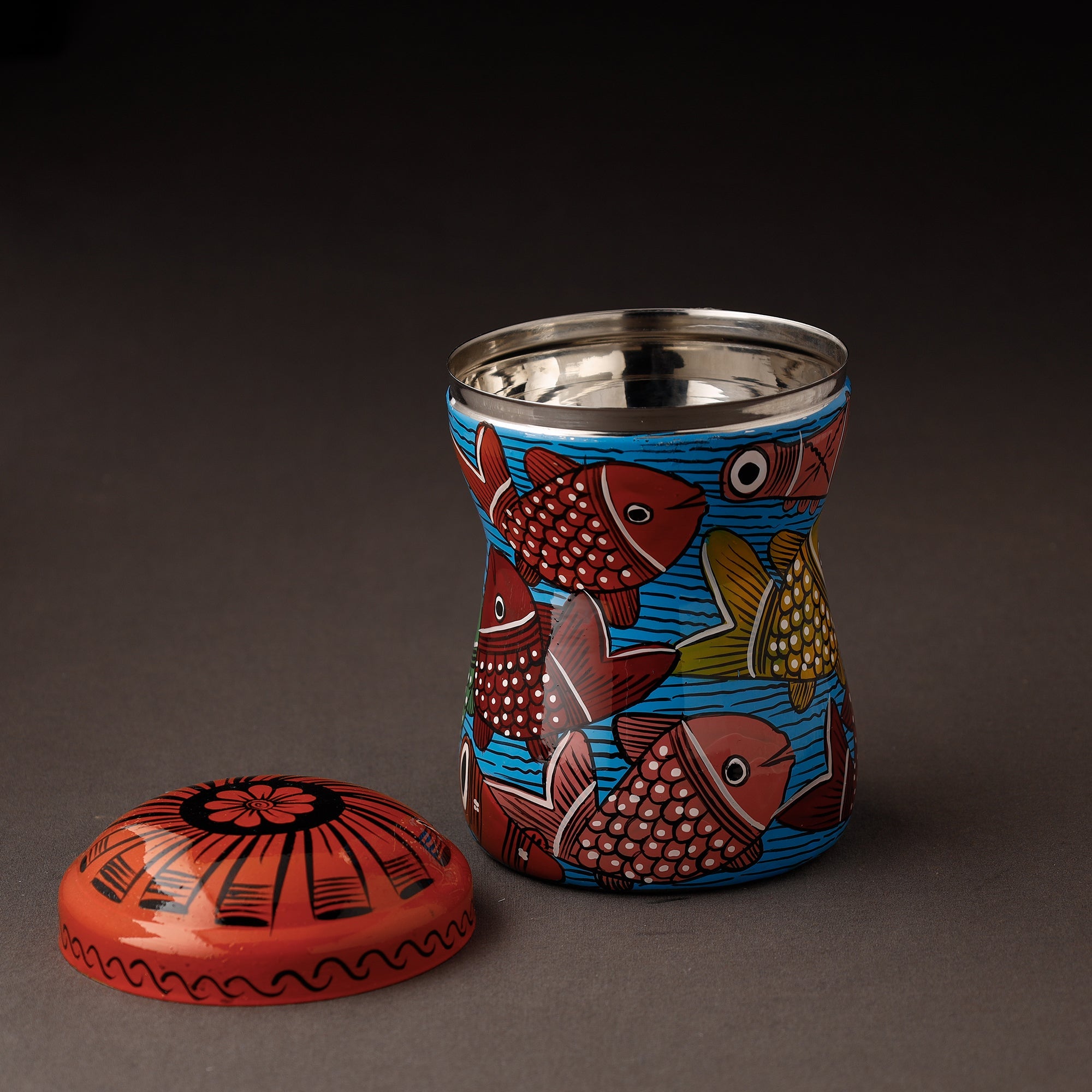 AAYAAS Bengal Patua Handpainted Stainless Steel Multi Utility Container - view 2