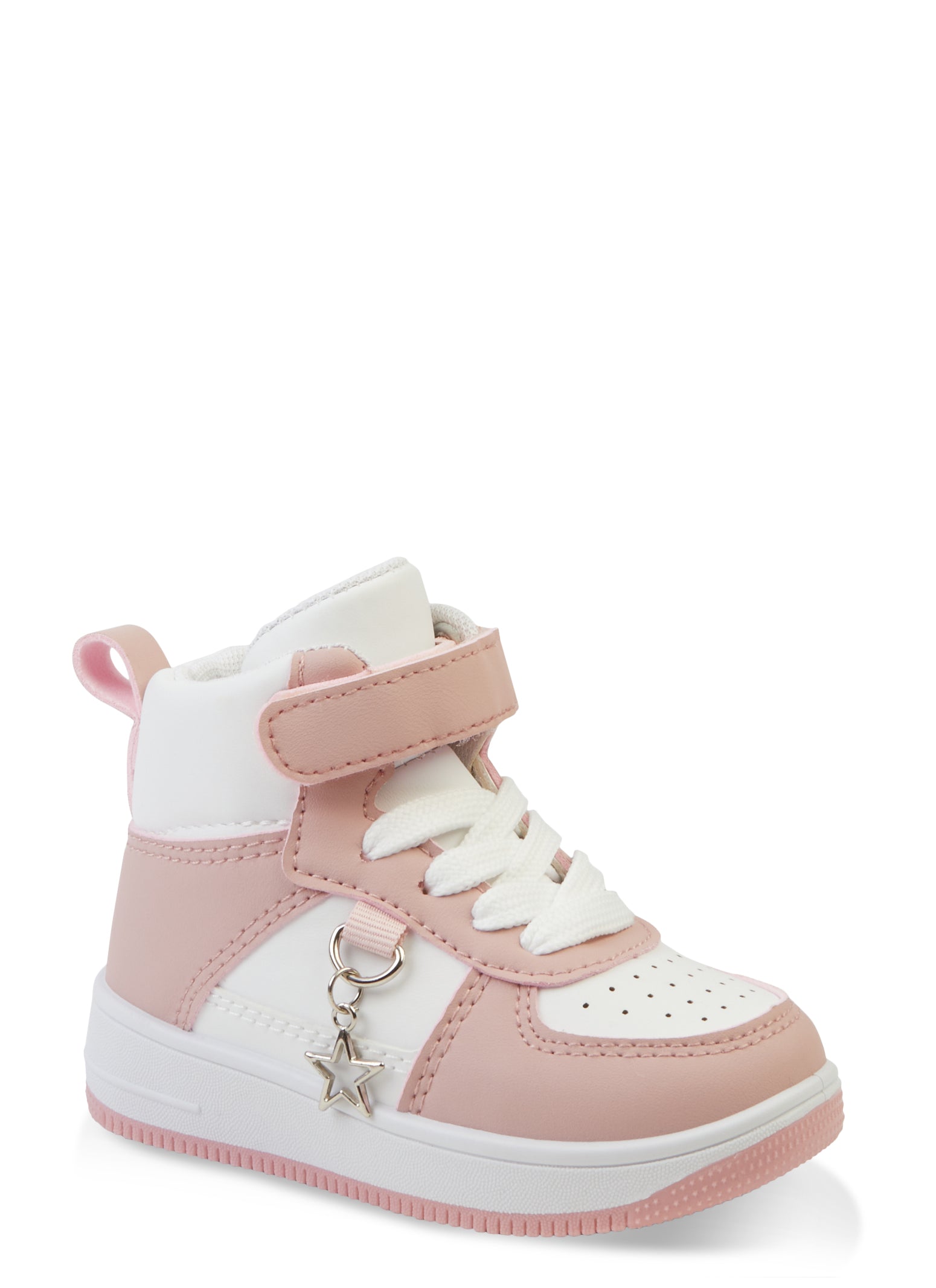 Rainbow Shops Toddler Girls Star Charm Velcro Strap High Top Sneakers