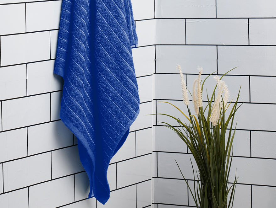 100 cotton bath – Spaces India Navy Blue - Dark Blue 100% Cotton Bath Towel - 2-In-1 By Welspun