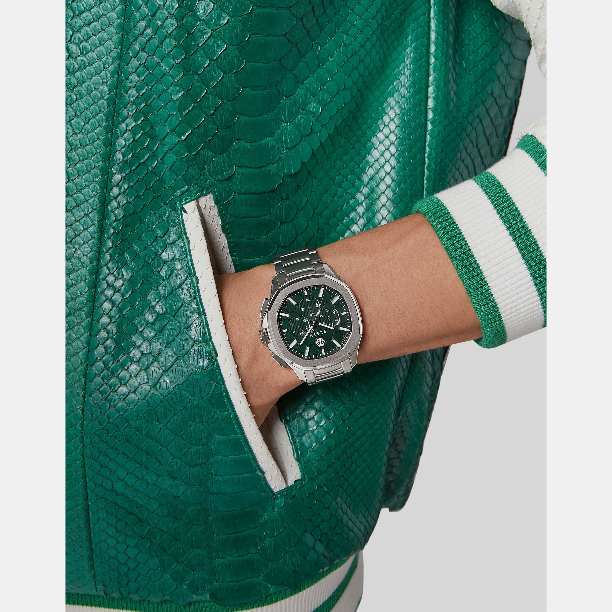 Philipp Plein High-Iconic Men Quartz Green Dial Chronograph Stainless Steel Watch PWSAA0223 - view 5