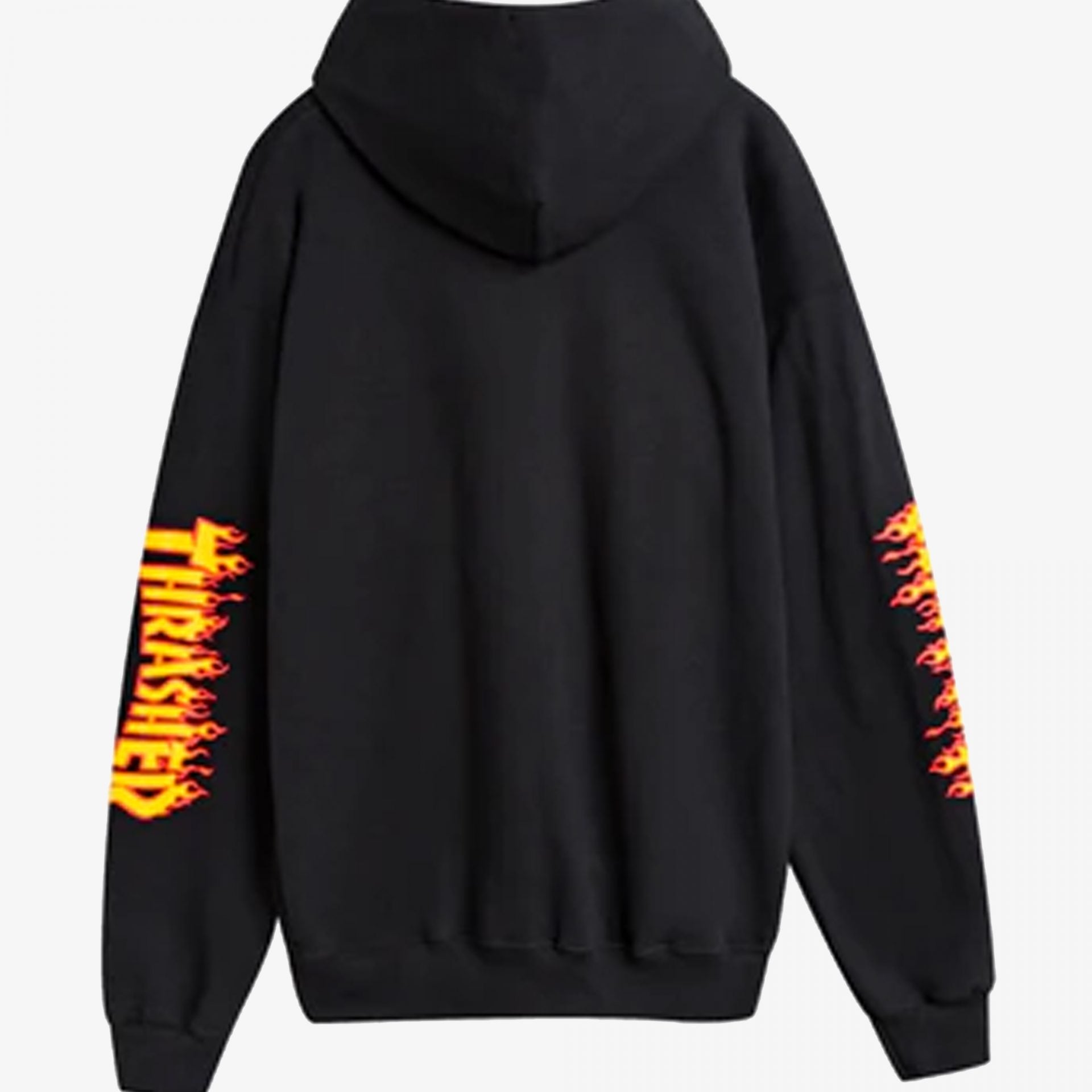 Thrasher | FLAME HOODIE DOUBLE LOGO FLAME PRINT HOODIE { BLACK