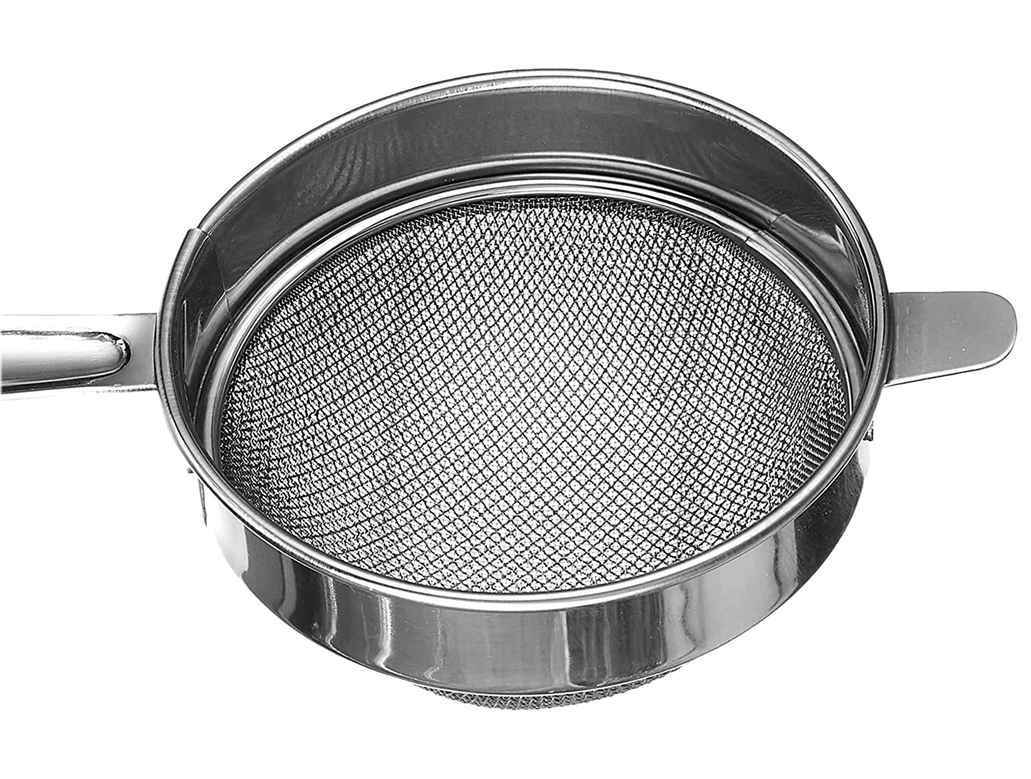 Kuber Industries Multiuses Double Mesh Stainless Steel Strainer, Sieve, Sifter, Colander, 8cm (Silver) - view 4