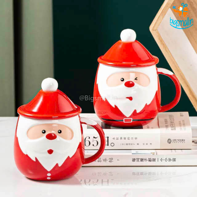 Bigsmall_hmk Santa Mug with Lid & Spoon (Assorted Design)