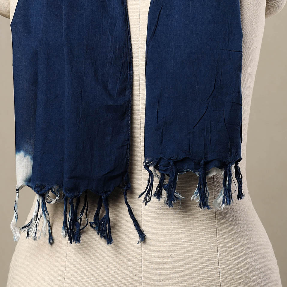 HAVELI CHRONICLES Blue - Cotton Tie-Dye Shibori Stole with Tassels 142 - view 2