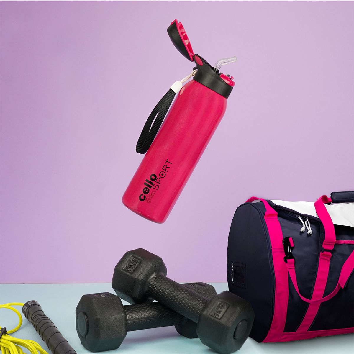 Cello Gym Star Flask, Vacusteel Water Bottle, 650ml