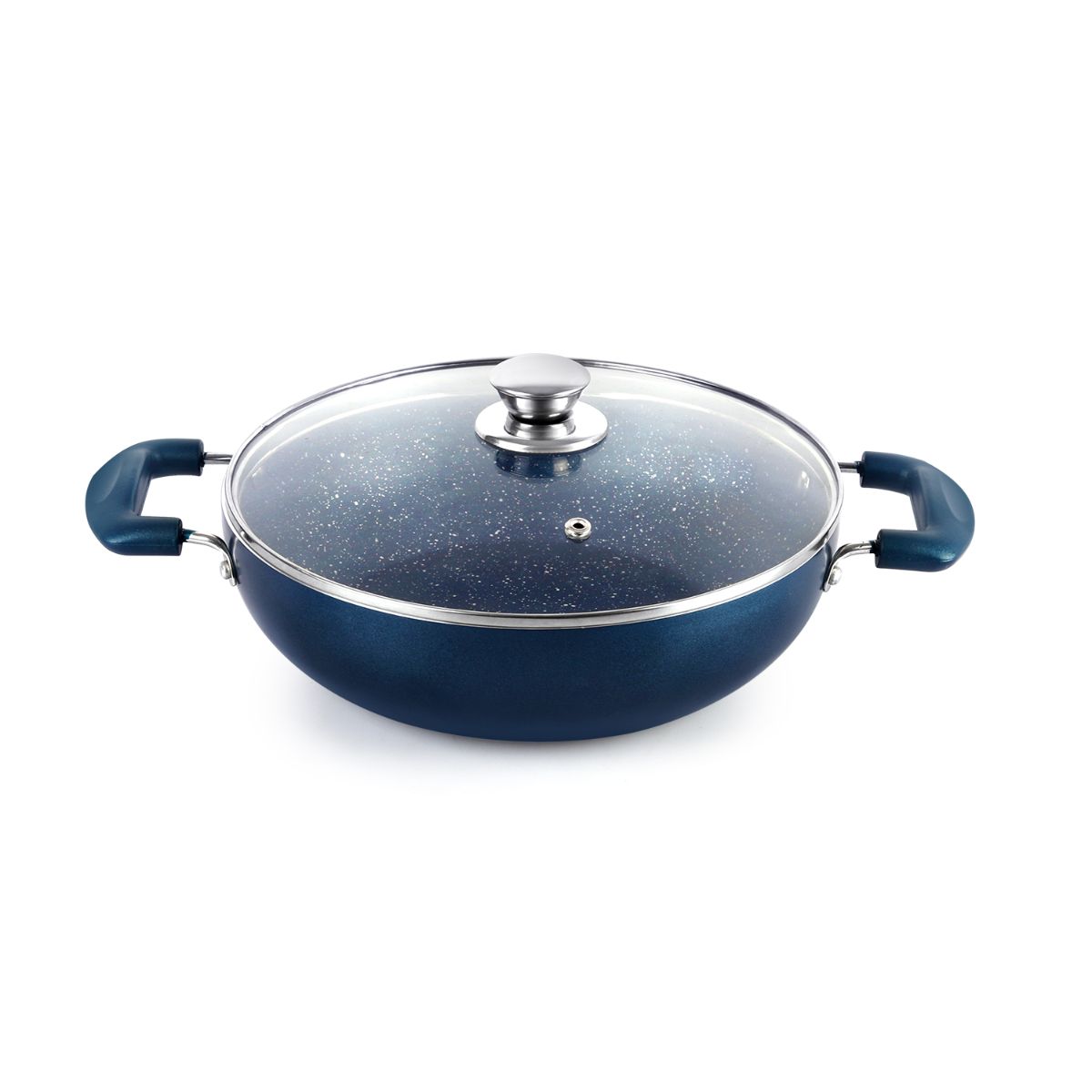 Cello Oxford Non-Stick Induction Base Kadhai with Glass Lid, 3 Litres