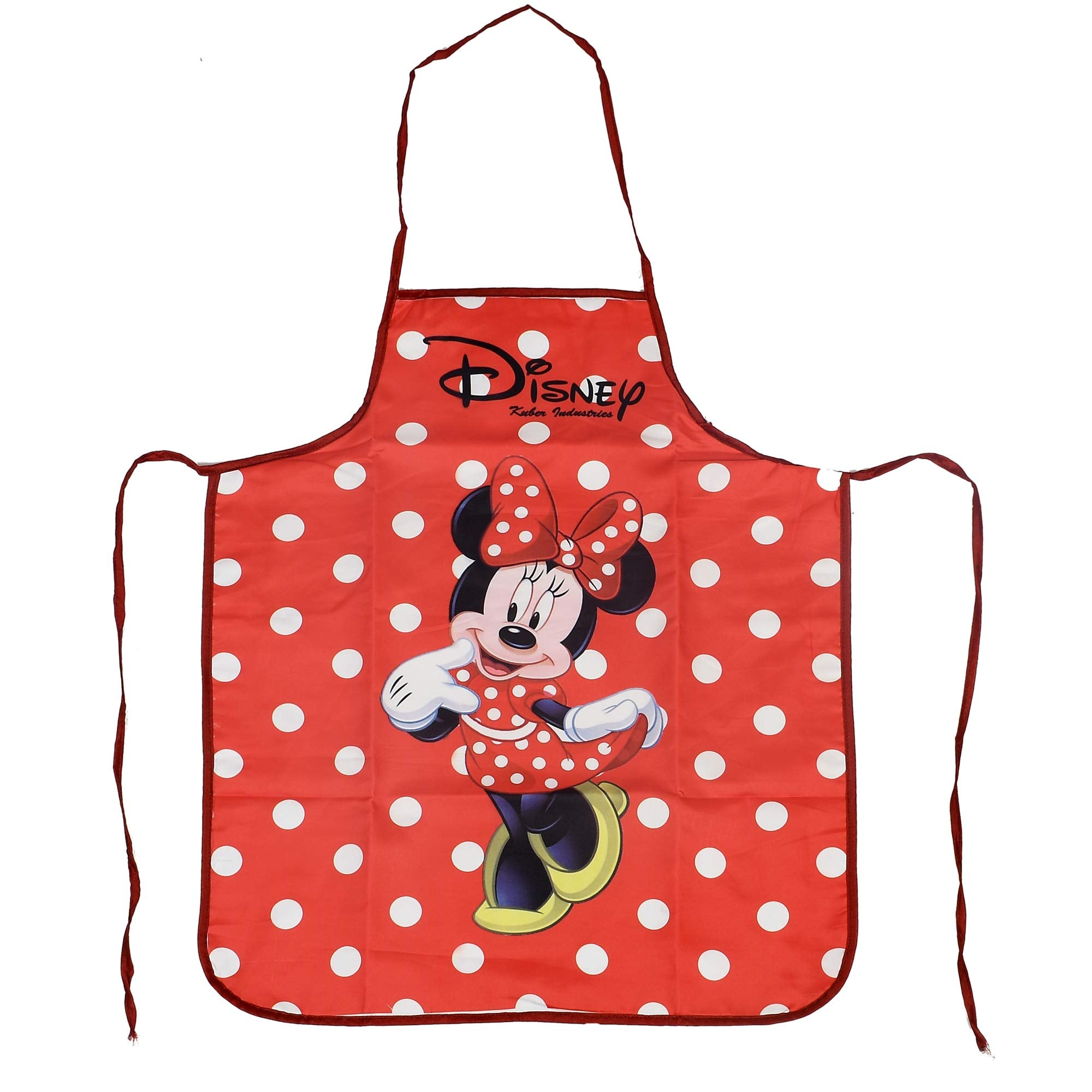 Kuber Industries Disney Minnie Print Silk Kitchen Apron (Red)-KUBMART10110