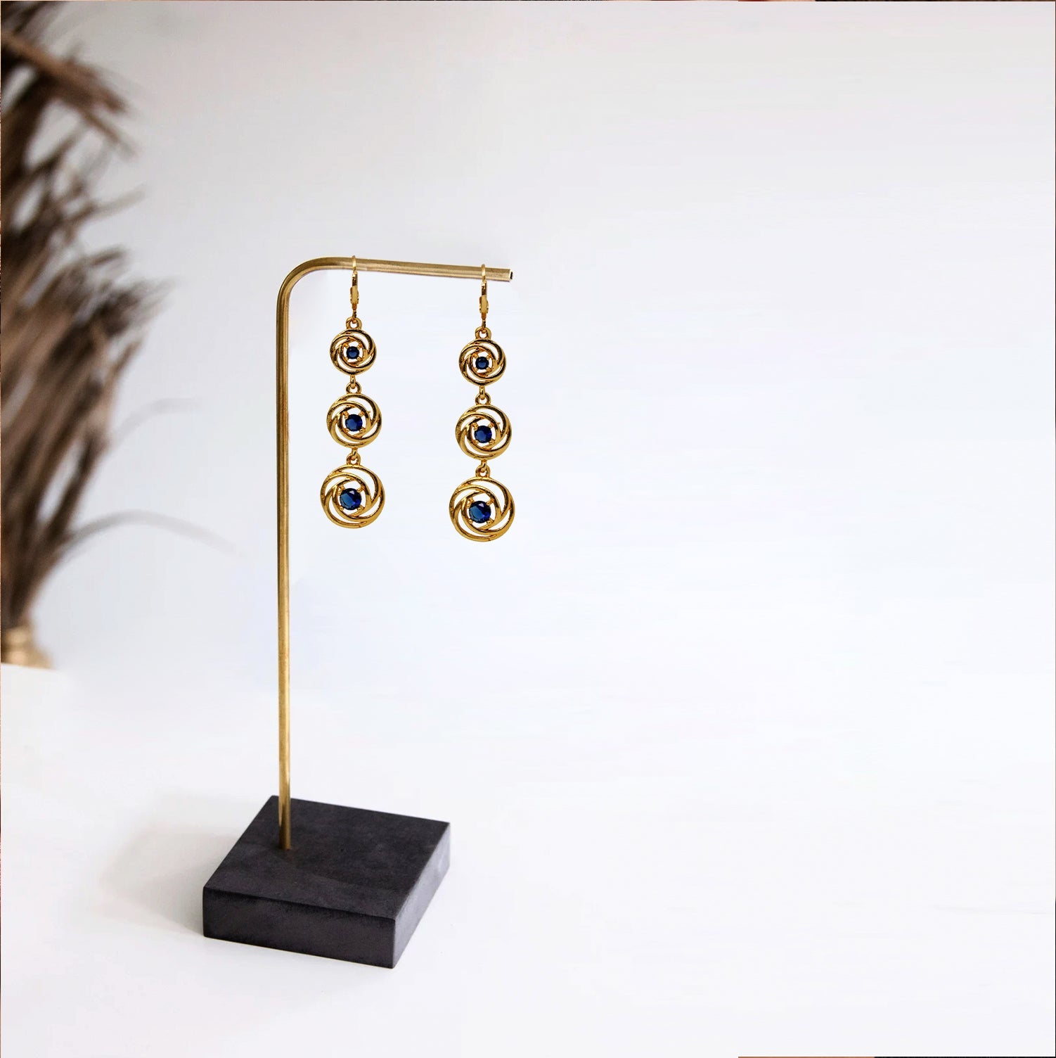 Branta Perfect Circle Blue Diamond Earrings For Women - view 2