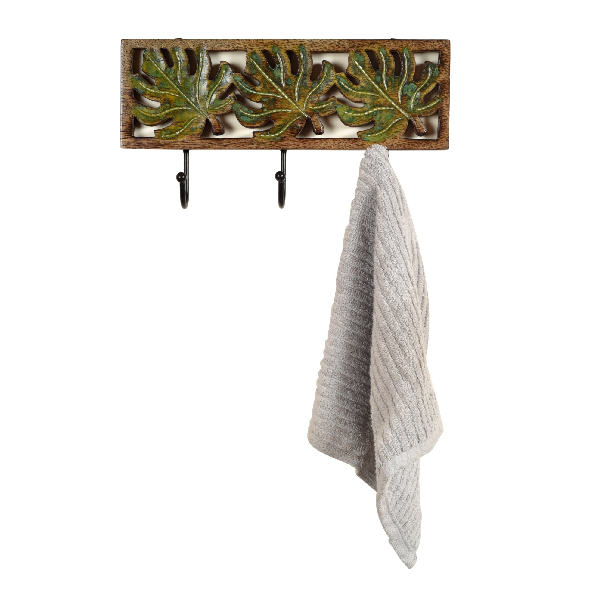 ART CREATIONS BY SUMAN SONTHALIA Autumn Leaf Towel Hanger With Three Hooks - view 2