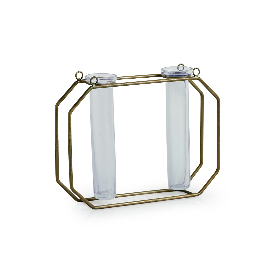 EXCLUSIVELANE 'Modern Glass Garden' Test Tube Wall Planter/Vases (7 Inch, Golden) - view 3