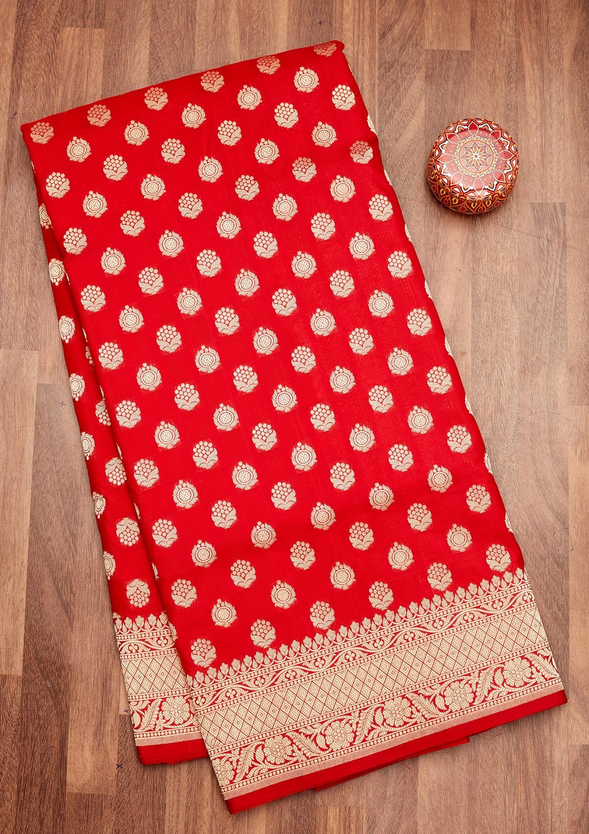 Koskii Red Zariwork Pure Silk Saree – Women's