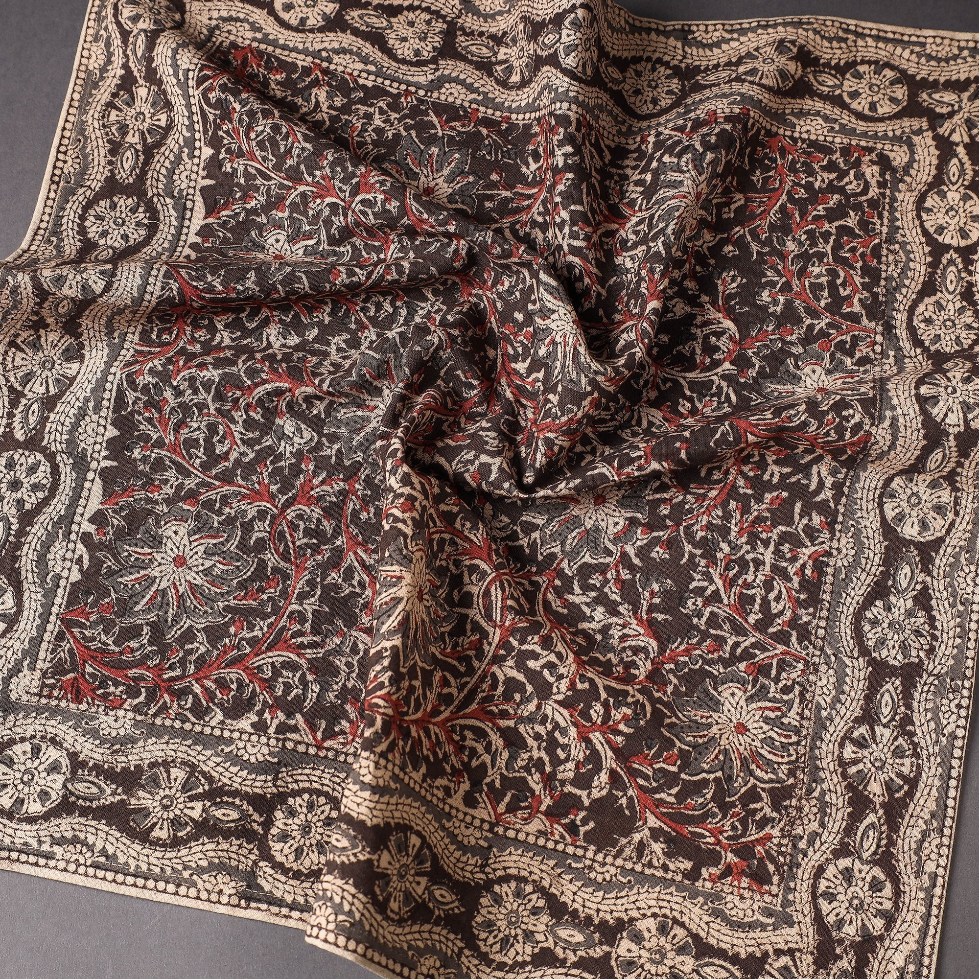 PITCHUKA SRINIVAS KALAMKARI PEDANA Brown - Pedana Kalamkari Block Printed Cotton Napkin (18 x 18 in) - view 2