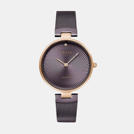 Obaku Diamant Women Quartz Brown Dial Analog Stainless Steel Watch V256LXVNMN