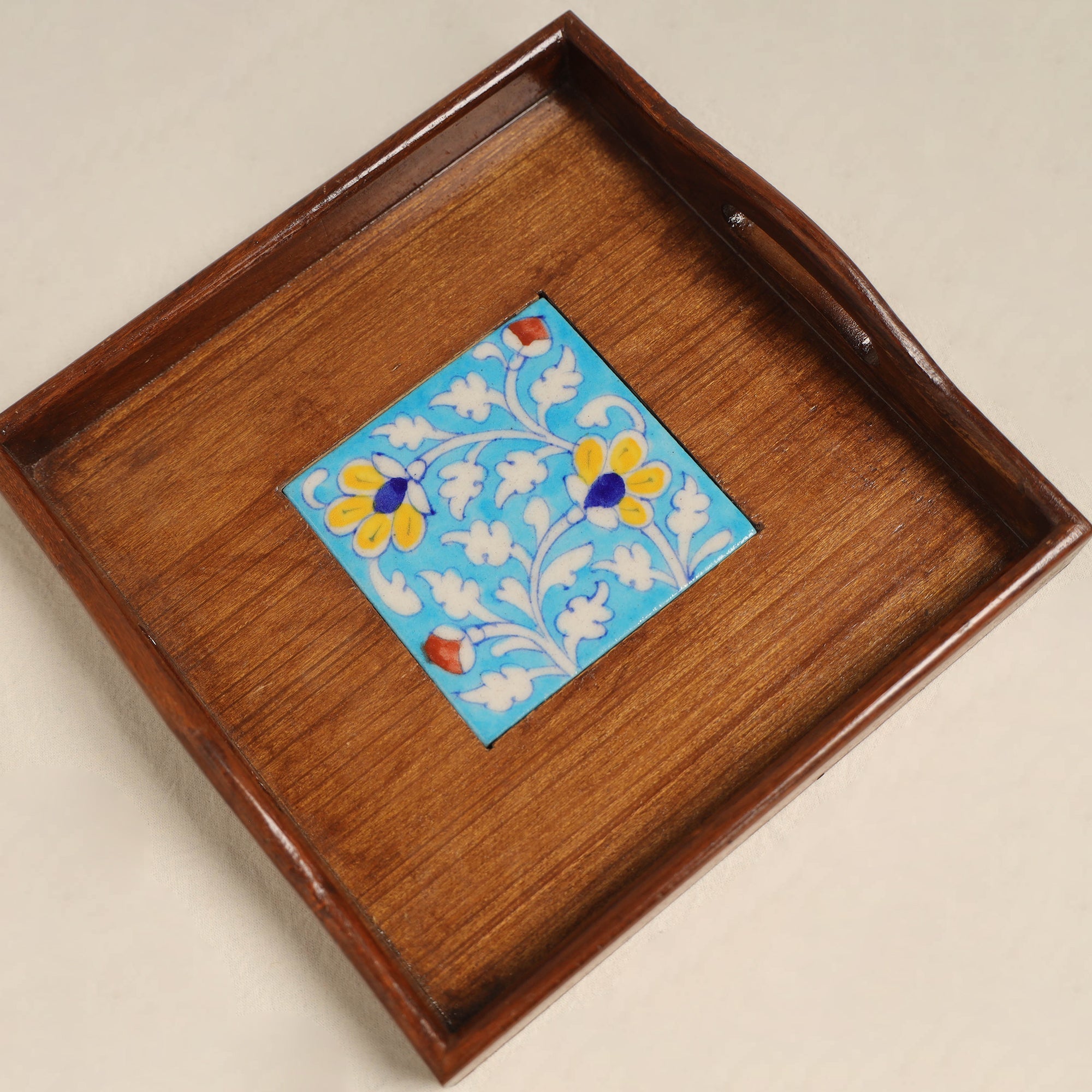 RAJASTHAN BLUE POTTERY Handcrafted Blue Pottery Serving Tray 59 - view 2