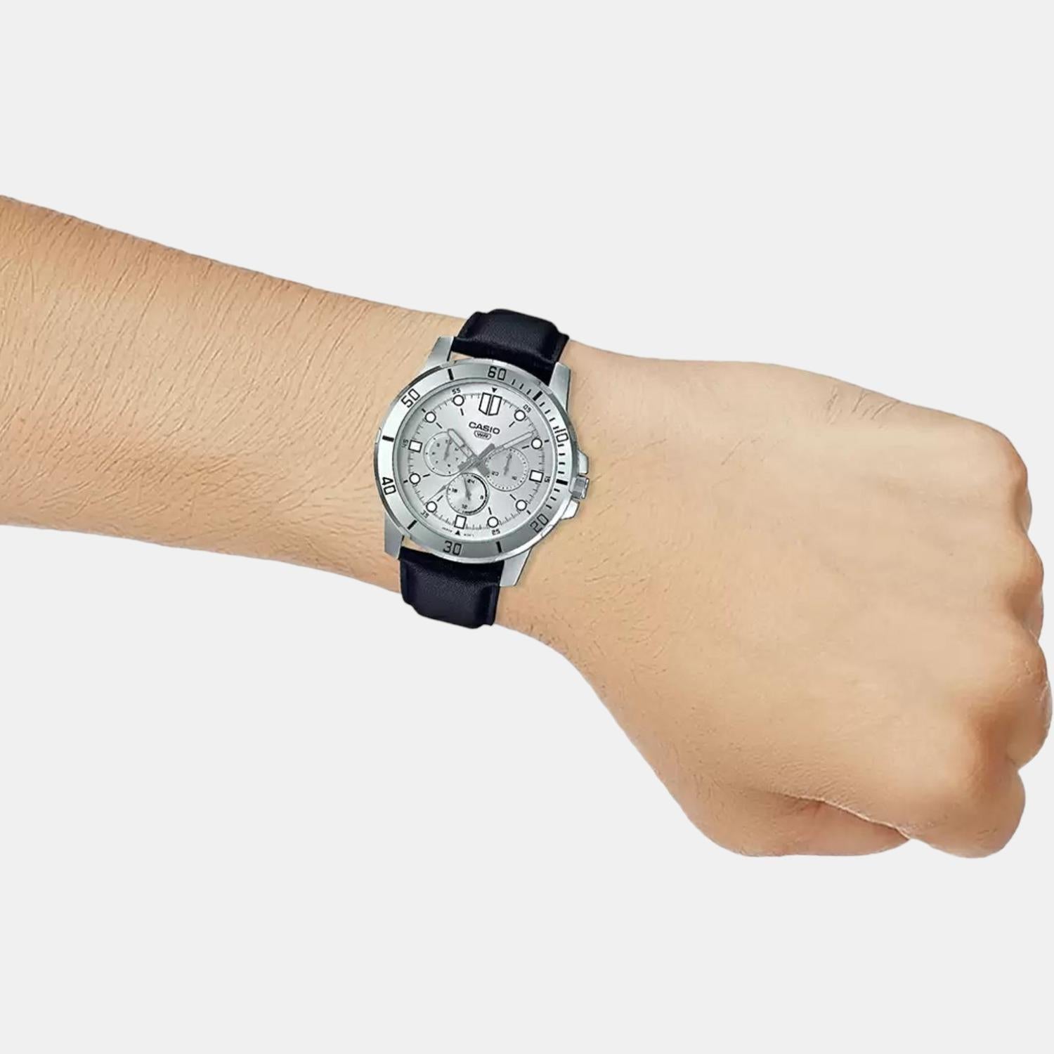 Casio Enticer Men Quartz Silver Dial Chronograph Leather Watch A1753 - view 7