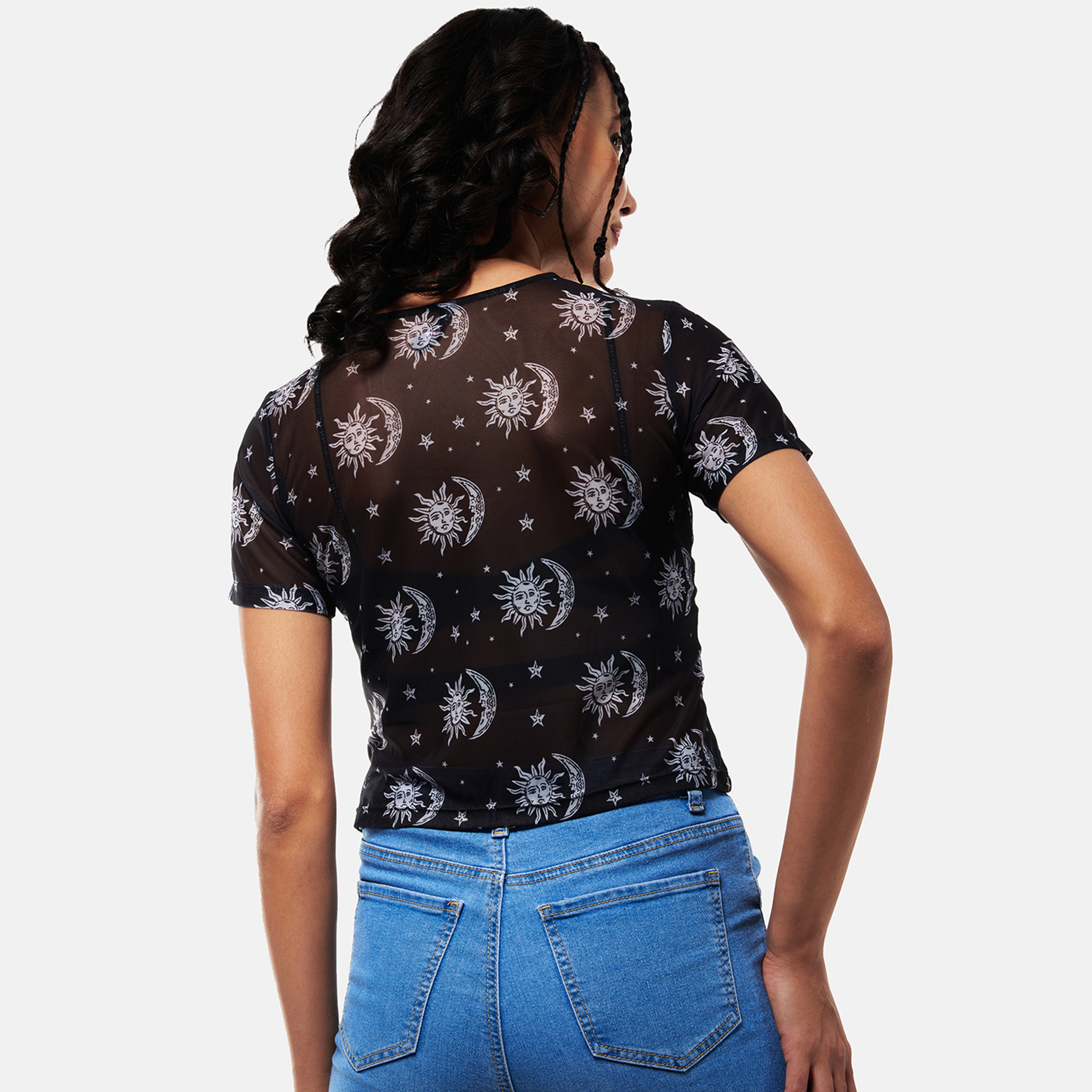 VSCO Black Sun Print Mesh Top - view 4