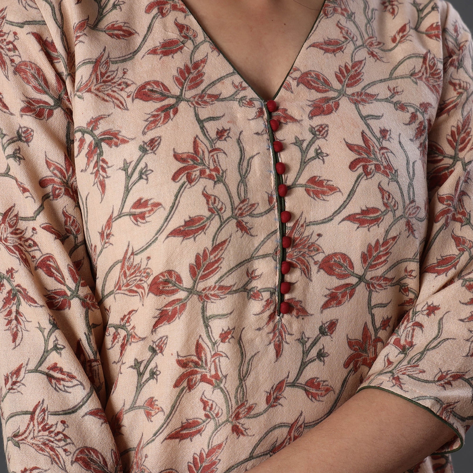 ITOKRI CASUALS Beige - Handwoven Wool Pedana Kalamkari Print Kurta - view 4