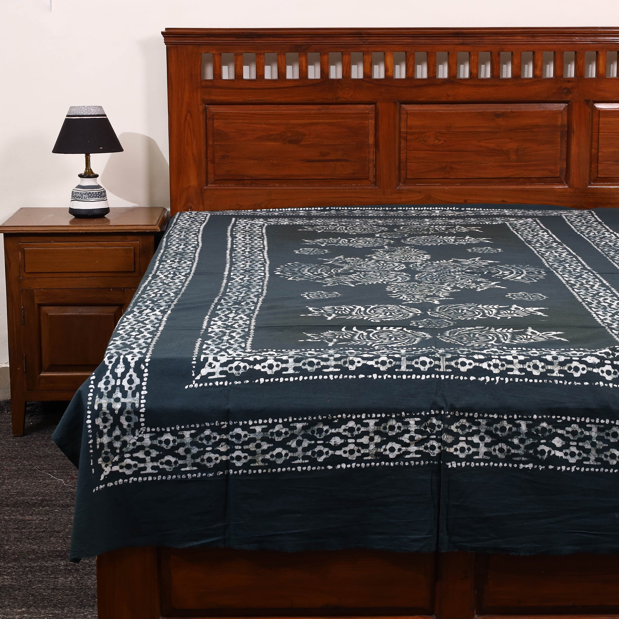 BATIK BY MD. SHARIFF Black - Cotton Hand Batik Print Single Bedsheet (91 x 57 ) 21