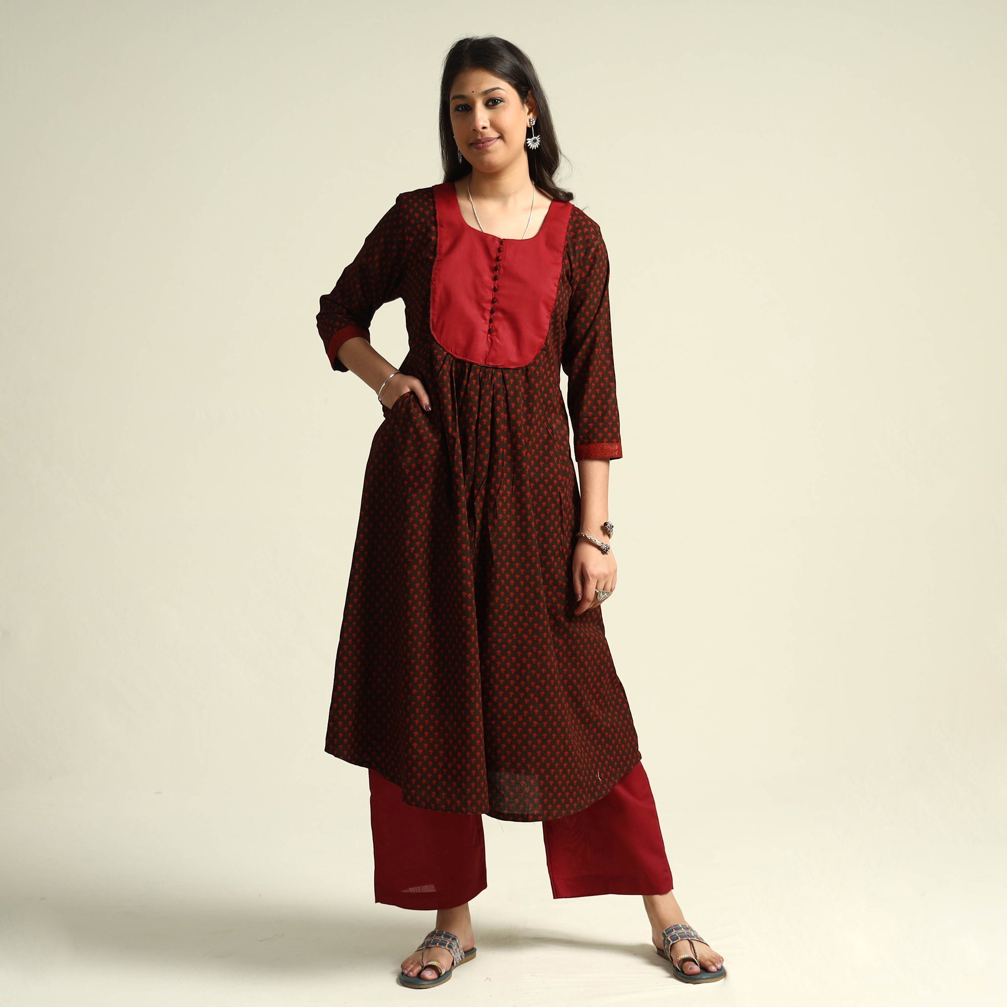 ITOKRI CASUALS Black - Bagh Block Printed Cotton Kurta with Palazzo Set