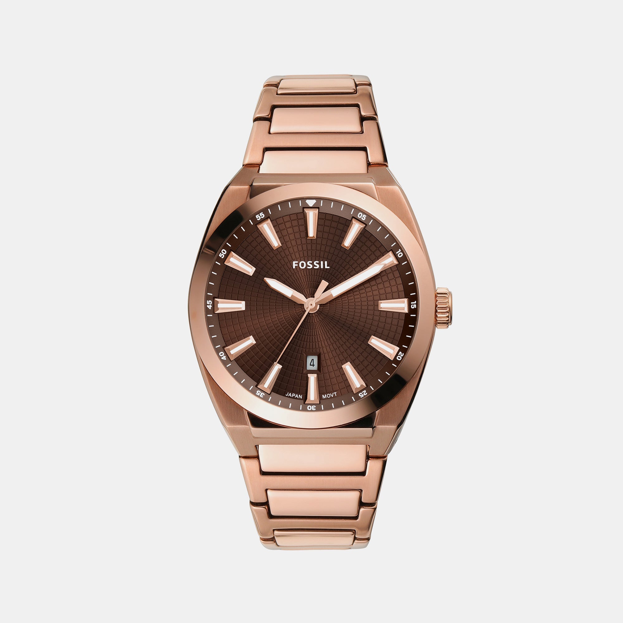 Fossil Everett Men Quartz Brown Dial Analog Stainless Steel Watch FS6028