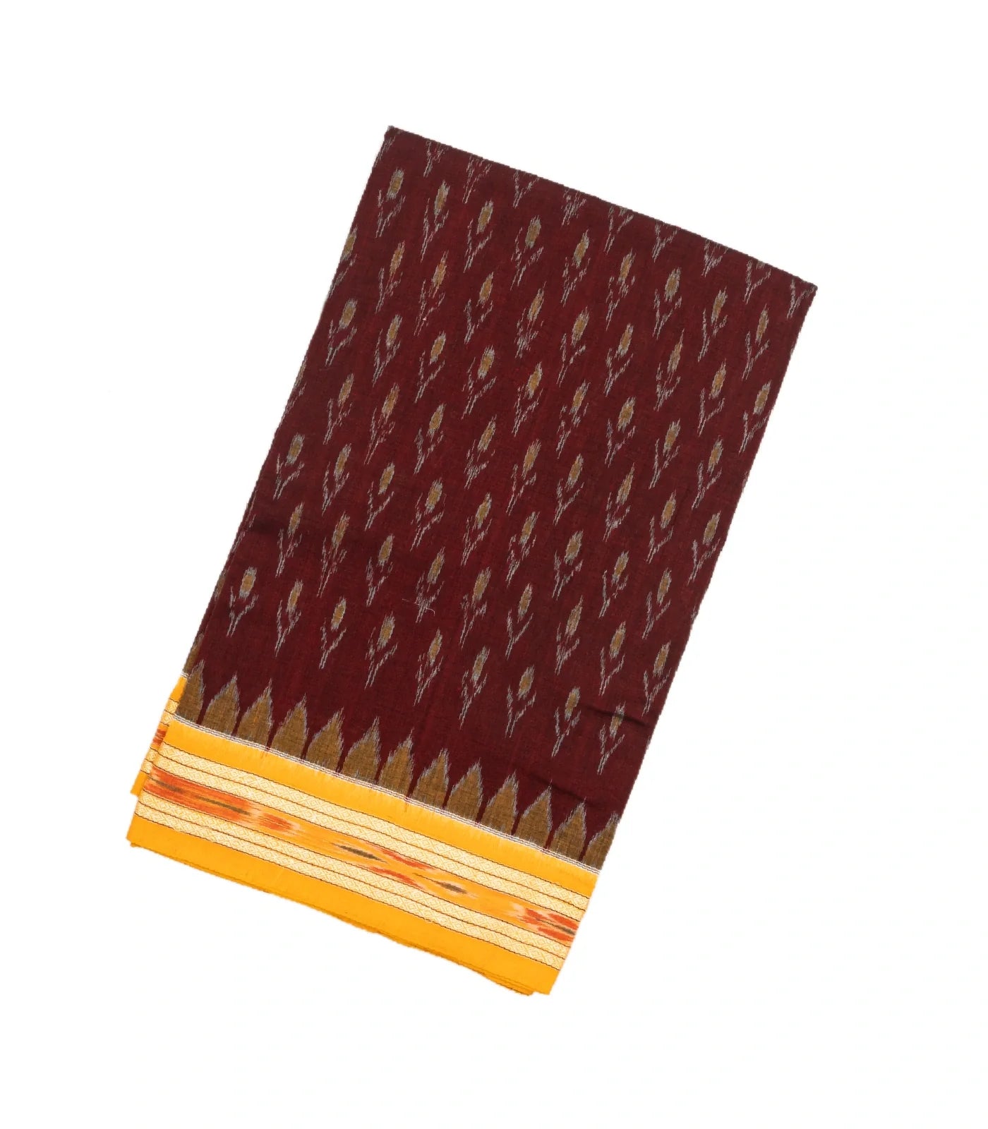 RmKV Maroon Handloom Orissa Cotton Saree With Contrast Border