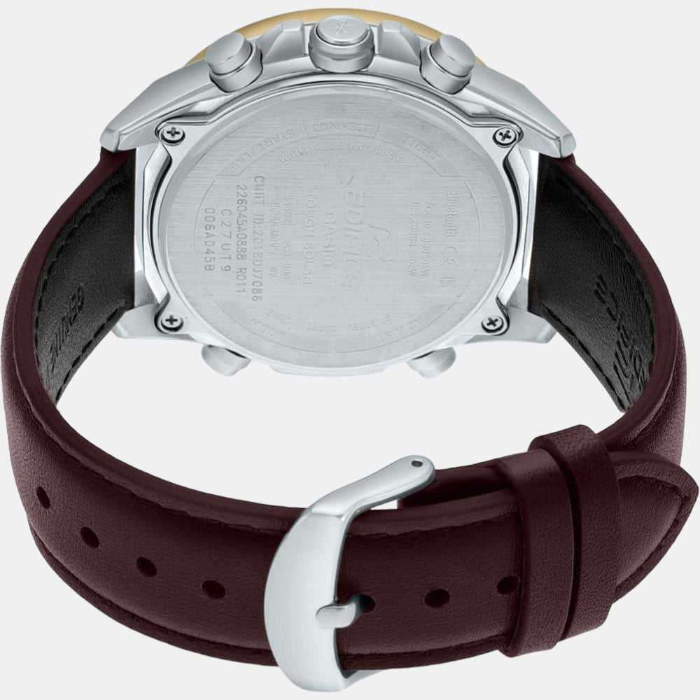 Casio Edifice Men Quartz Black Dial Analog-Digital Leather Watch EX530 - view 4