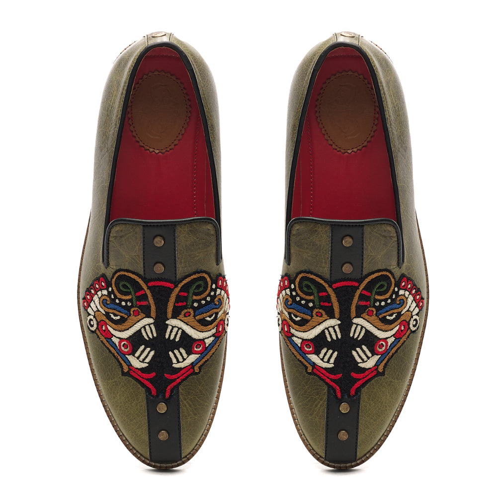 Banjaaran India Leon Loafers Men – Olive - view 2