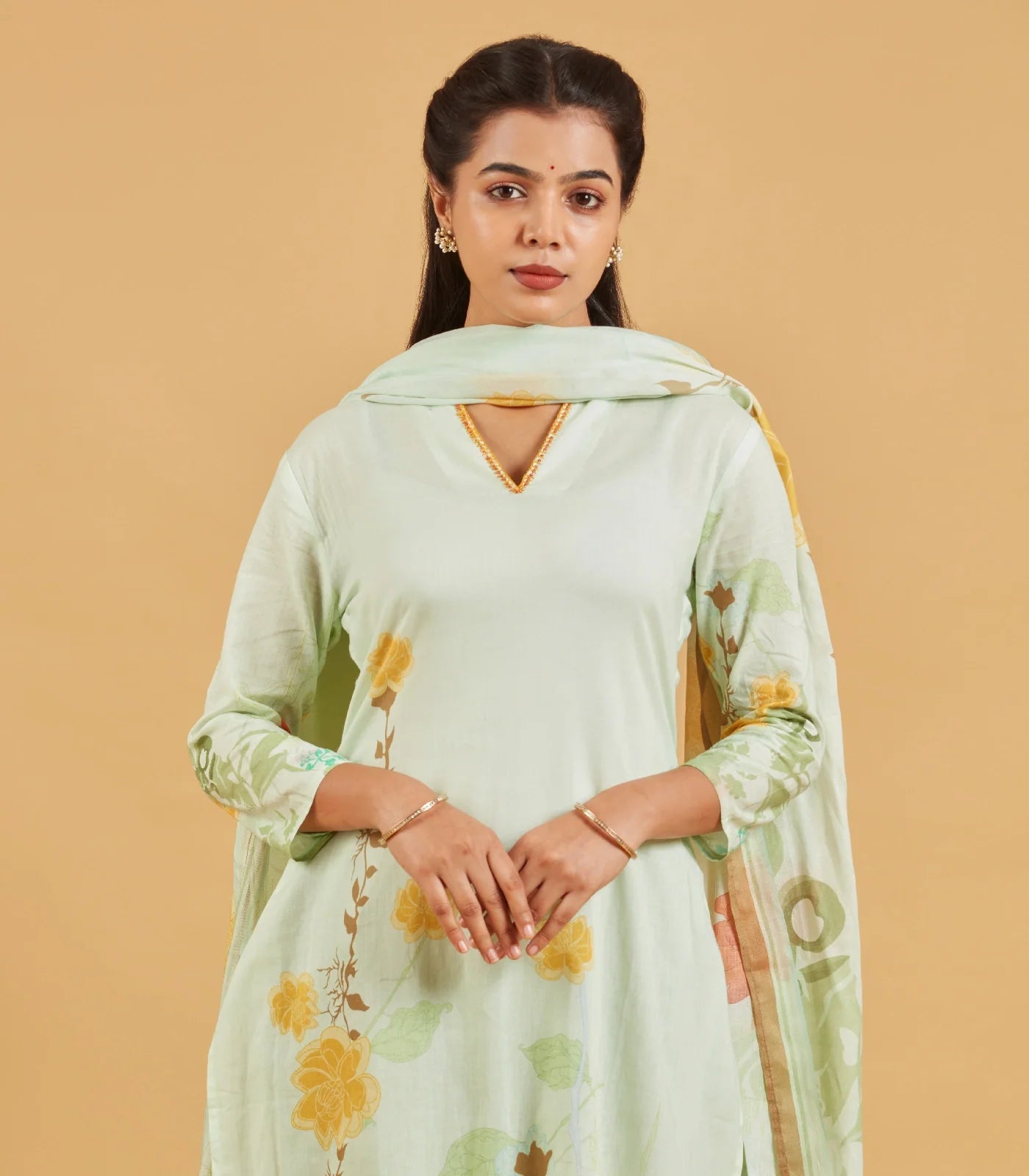 RmKV Pastel Green Kurta Set With Printed Dupatta - view 2