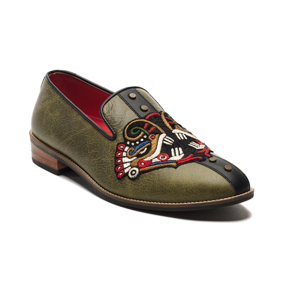Banjaaran India Leon Loafers Men – Olive - view 5