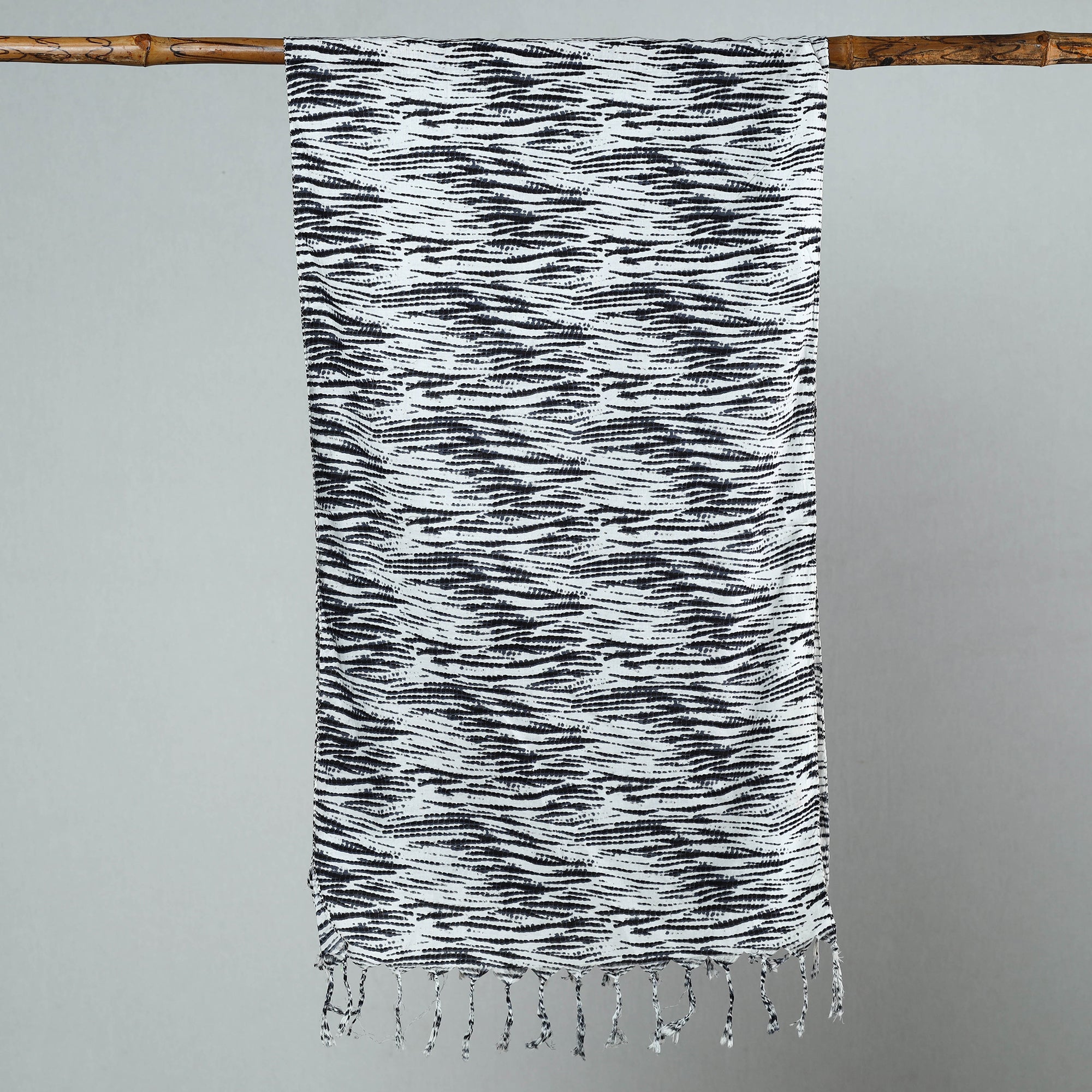 HAVELI CHRONICLES Black - Sanganeri Block Printed Cotton Stole with Tassels 49 - view 2