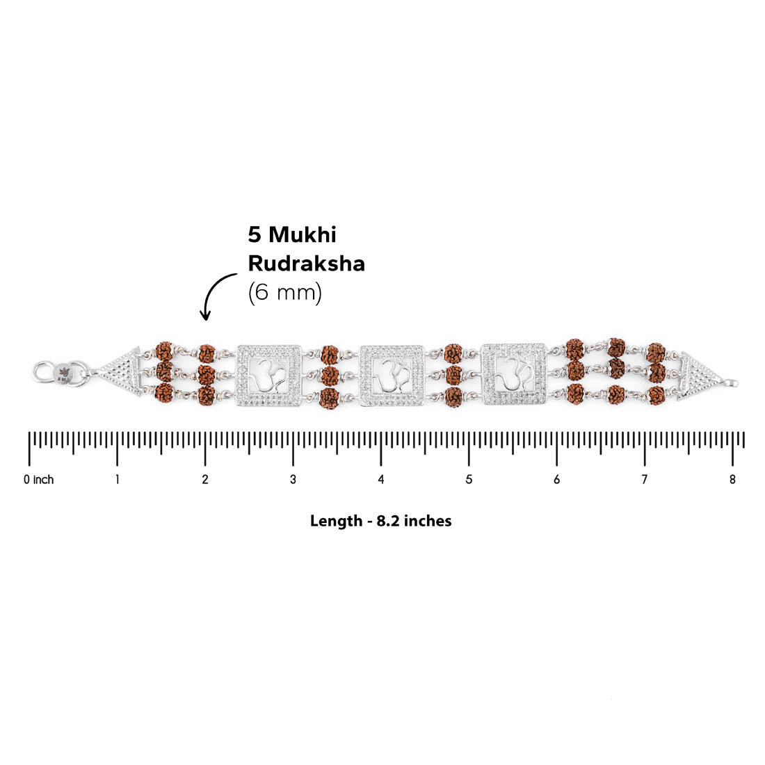 Prinjal Jewellers Rudraksha Silver Dimond Om Brooch Bracelet - view 6