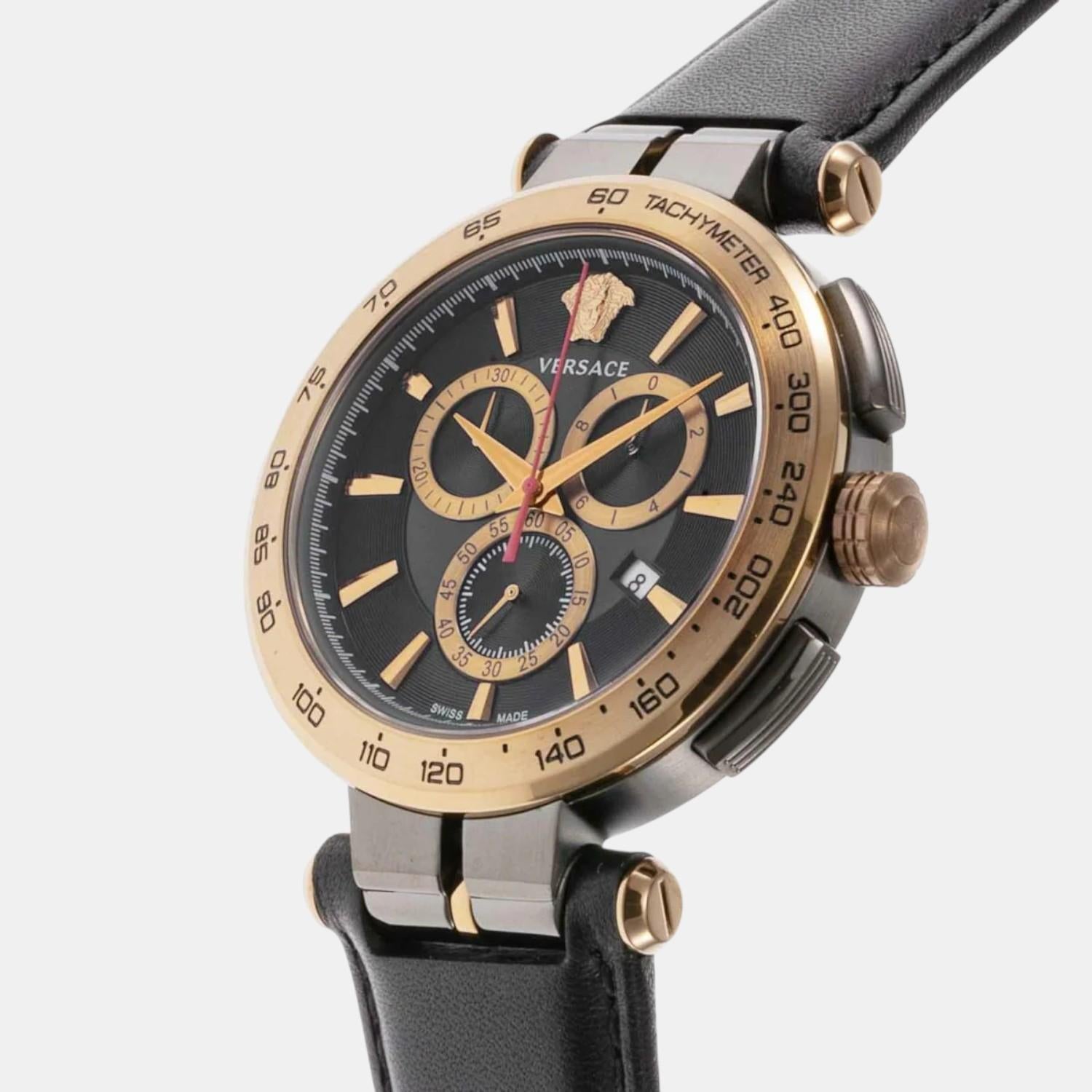 Versace Aion Men Quartz Black Dial Chronograph Leather Watch VE6CA0323 - view 2