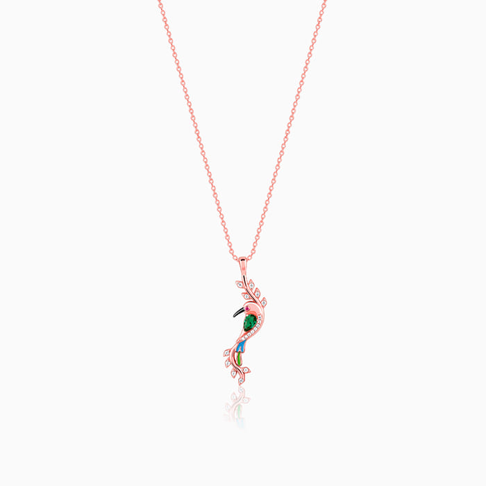 GIVA Jewellery Rose Gold Lovely Bird Pendant With Link Chain